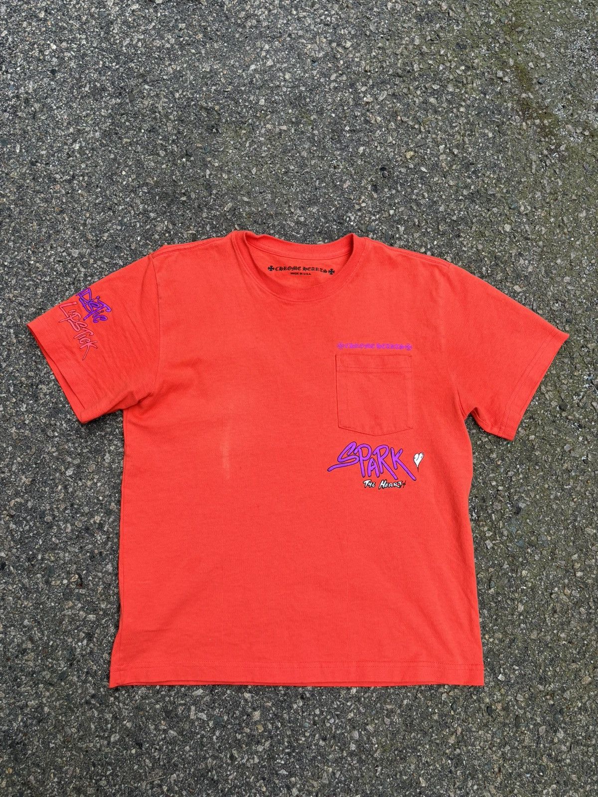 image of Chrome Hearts Red Matty Boy Sick Heart Tee, Men's (Size Small)