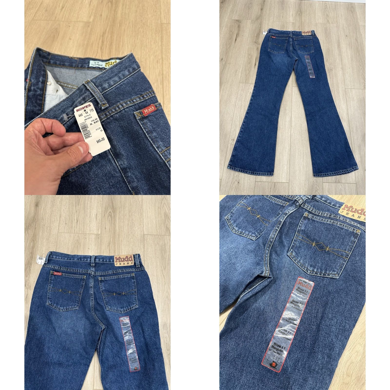 Bell VINTAGE Mudd Jeans NWT Size 11 Flare Bell Bottoms Boho Hippie Festival Womens Blue Denim 100% Cotton 90s Grunge Retro Shuffle Size 32" / US 10 / IT 46 - 8 Thumbnail
