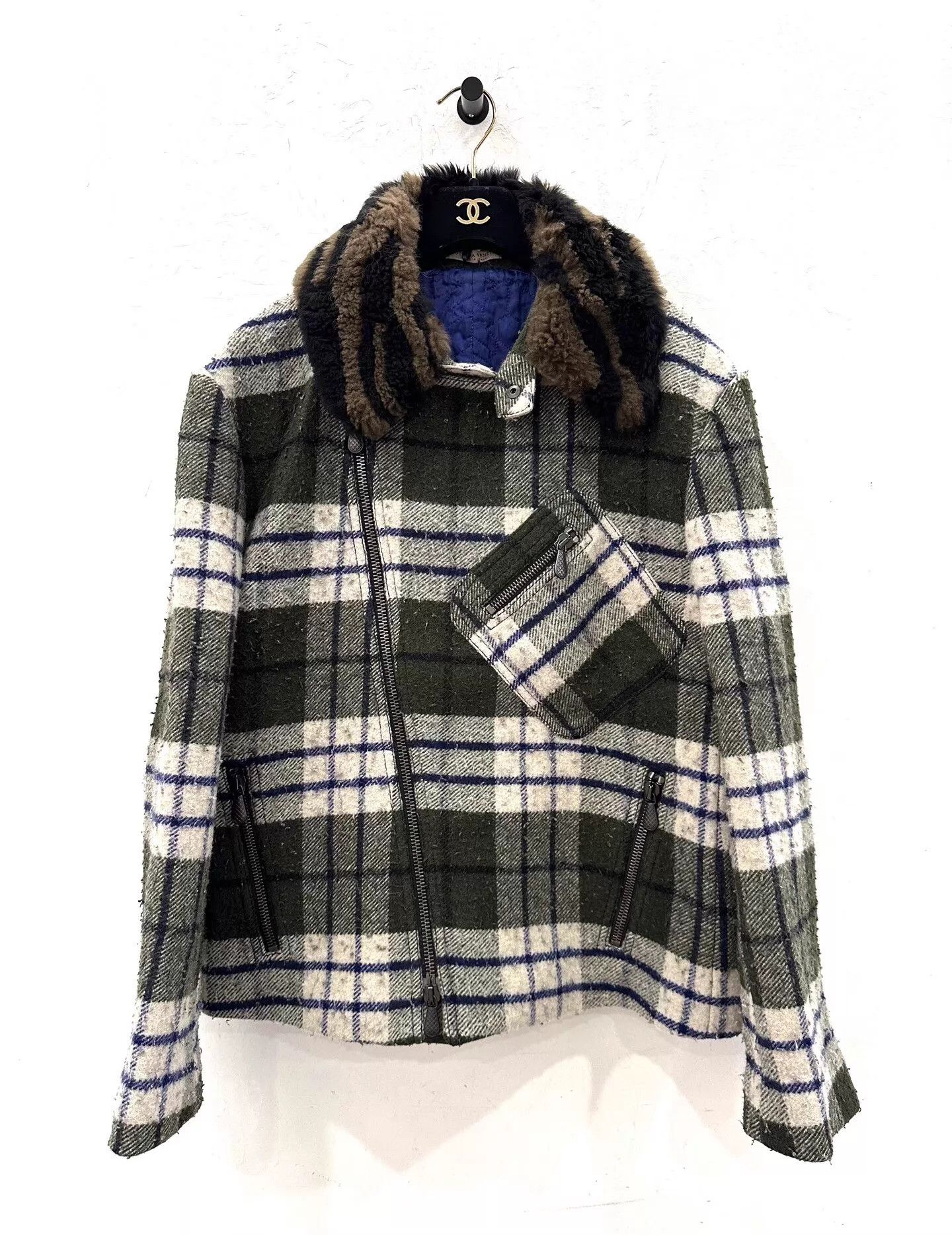 Bottega Veneta BV deep green & white all check men's zip jacket size 54 Size US L / EU 52-54 / 3 - 1 Thumbnail