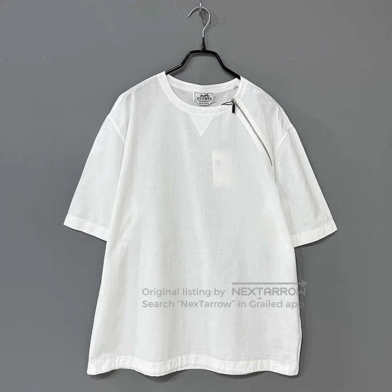 Hermes Hermes Pure White Zipper Short Sleeve Size S / US 4 / IT 40 - 1 Thumbnail