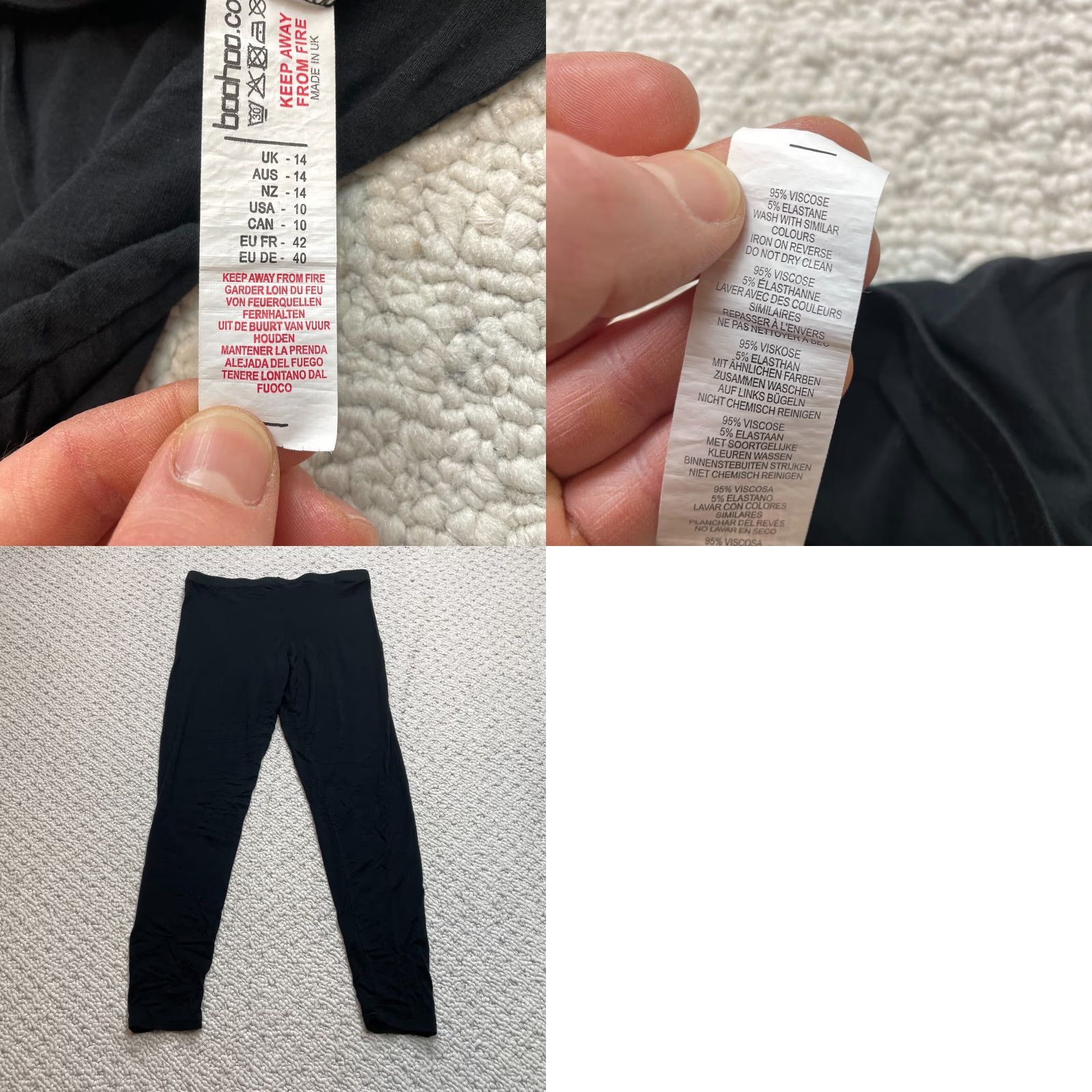 Boohoo Boohoo Leggings Womens 10 Black Stretch Solid Rayon Spandex Viscose High Rise 29in 26in Inseam Chino Casual Size 32" / US 10 / IT 46 - 8 Thumbnail