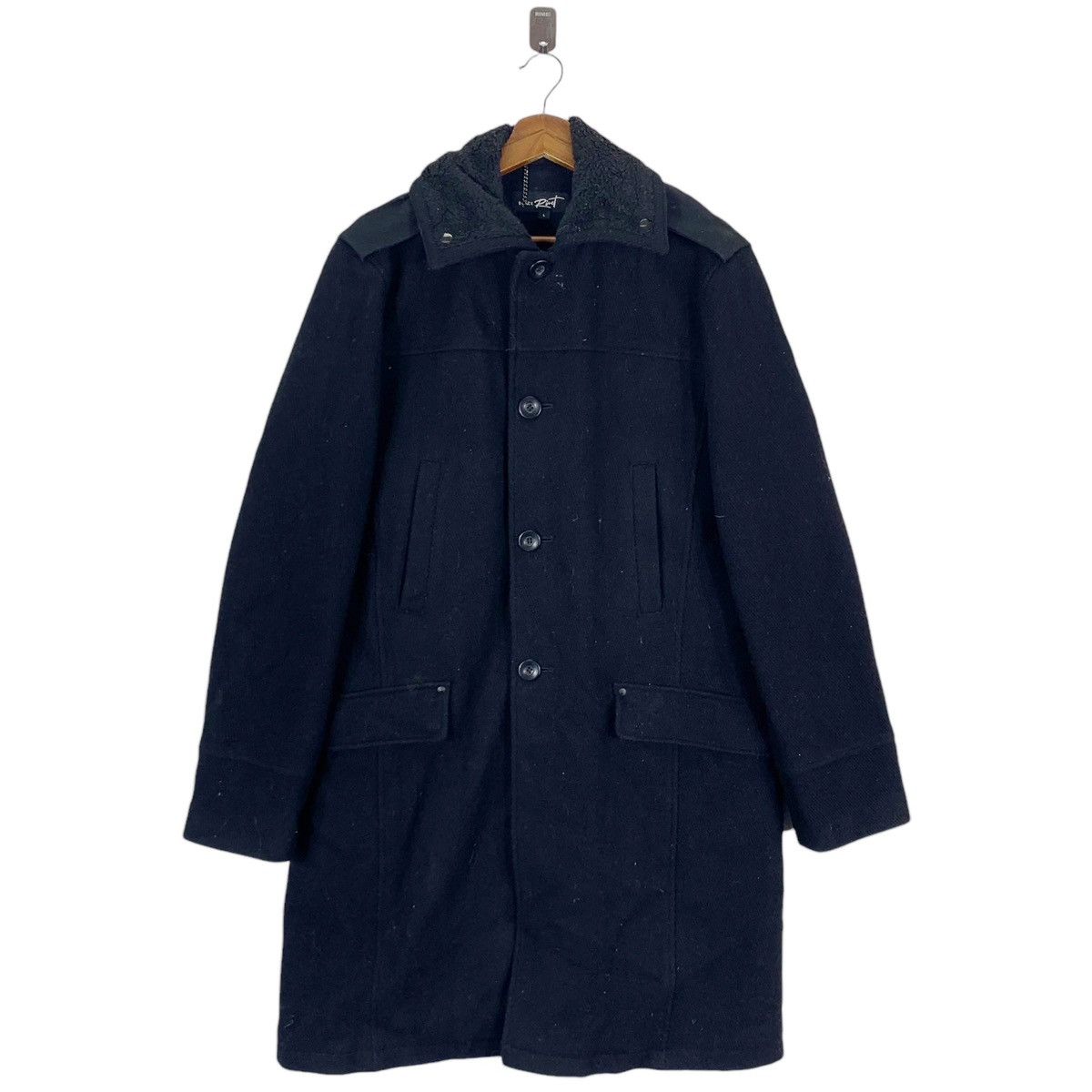 Black Rivet × Vintage Vintage BLACK RIVET Overcoat Heavy Jacket Size US L / EU 52-54 / 3 - 1 Thumbnail