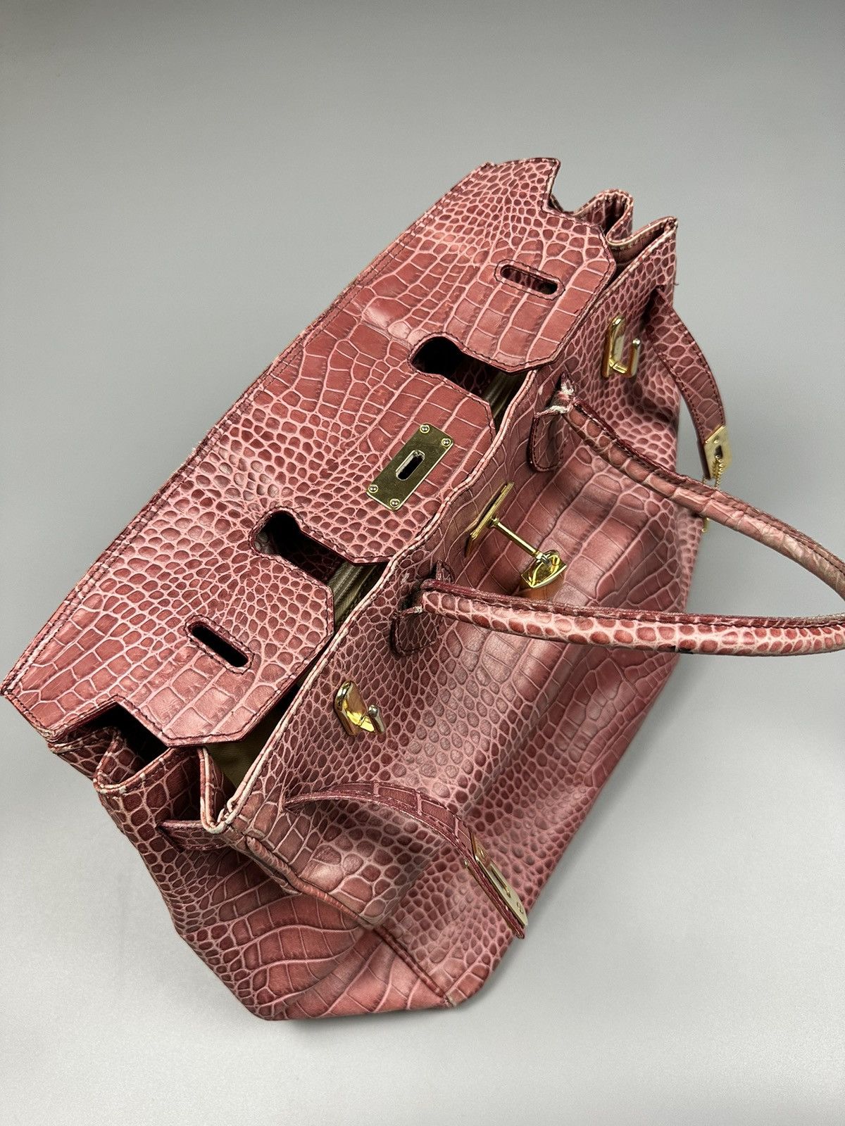 Vera Pelle Hermes Birkin Inspired Italian Vera Pelle Orobianco Bag Size ONE SIZE - 17 Thumbnail