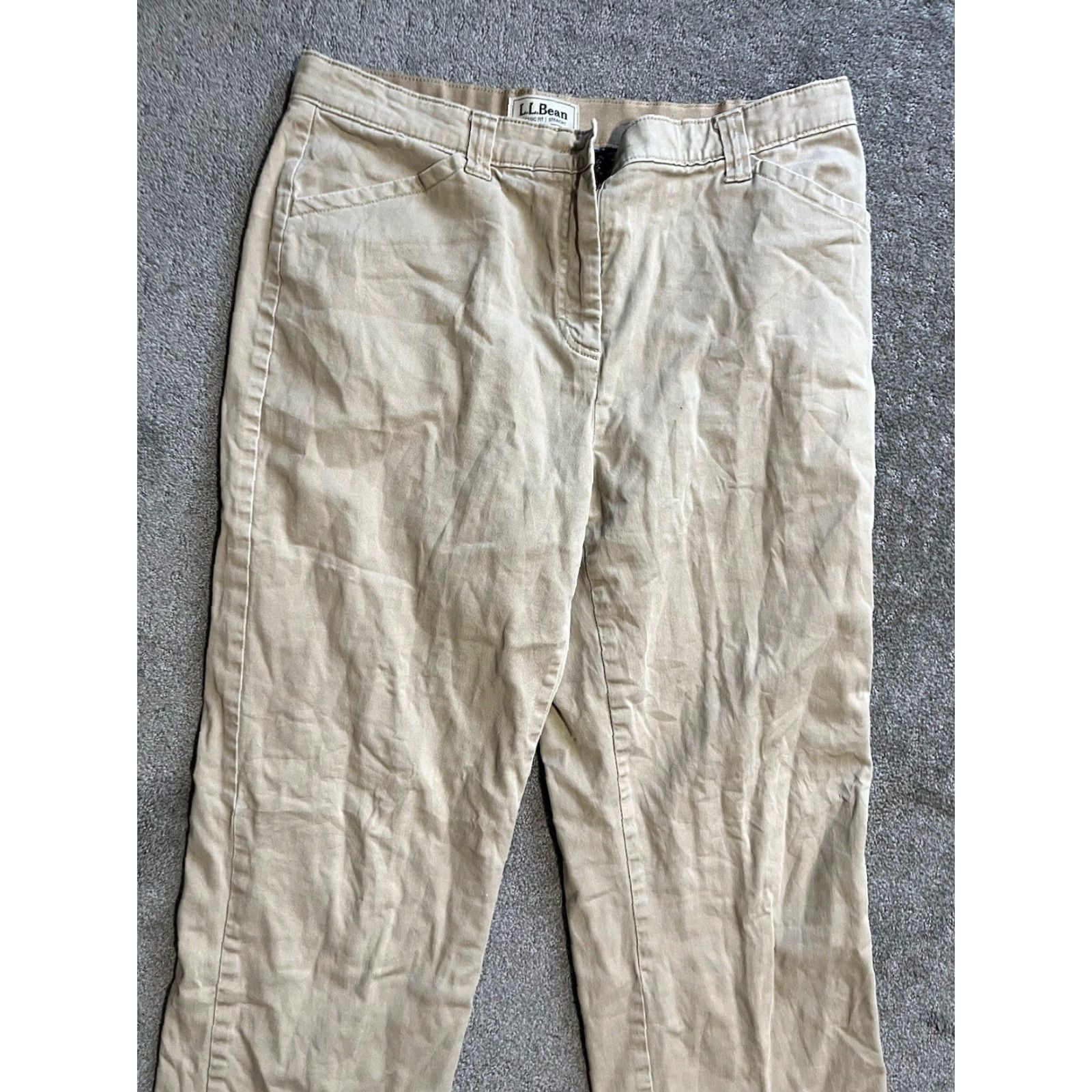 Vintage LL Bean Women Pants 14 Tall Beige Chino Stretch Cotton Spandex Classic Fit 277337 Womens Size 36" / US 14 / IT 50 - 2 Thumbnail