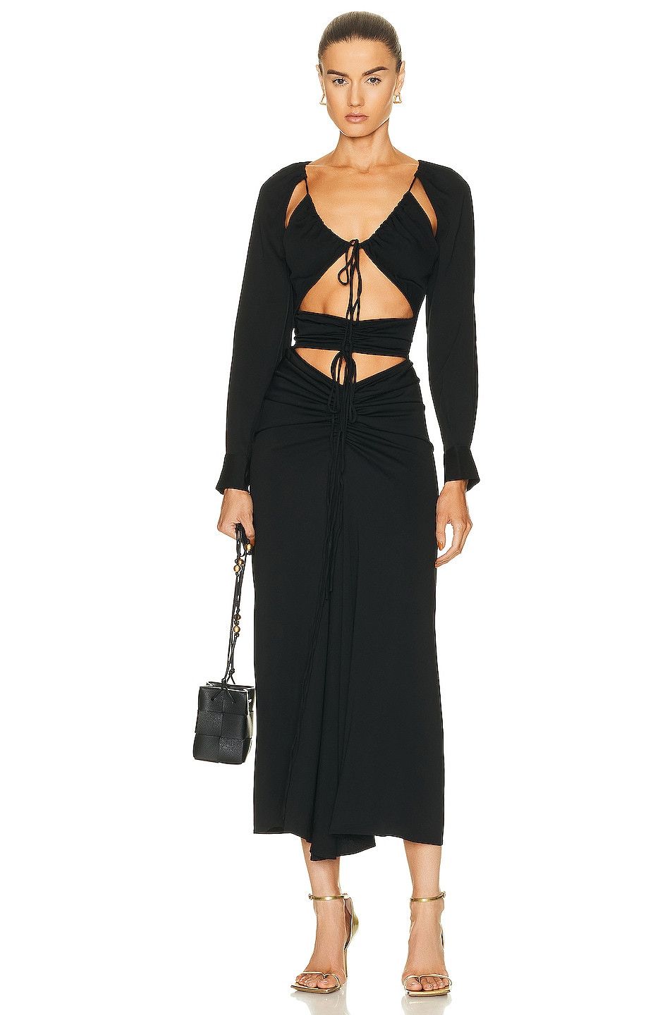 Christopher Esber Ruched Floating Sleeve Tie Dress Size XS / US 0-2 / IT 36-38 - 3 Thumbnail