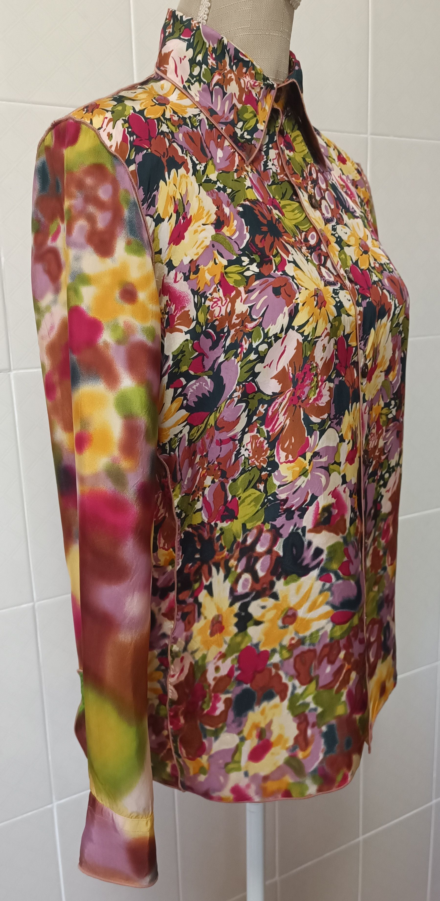 Jean Paul Gaultier SS2001- Satin flower tie-dye shirt Size M / US 6-8 / IT 42-44 - 8 Thumbnail