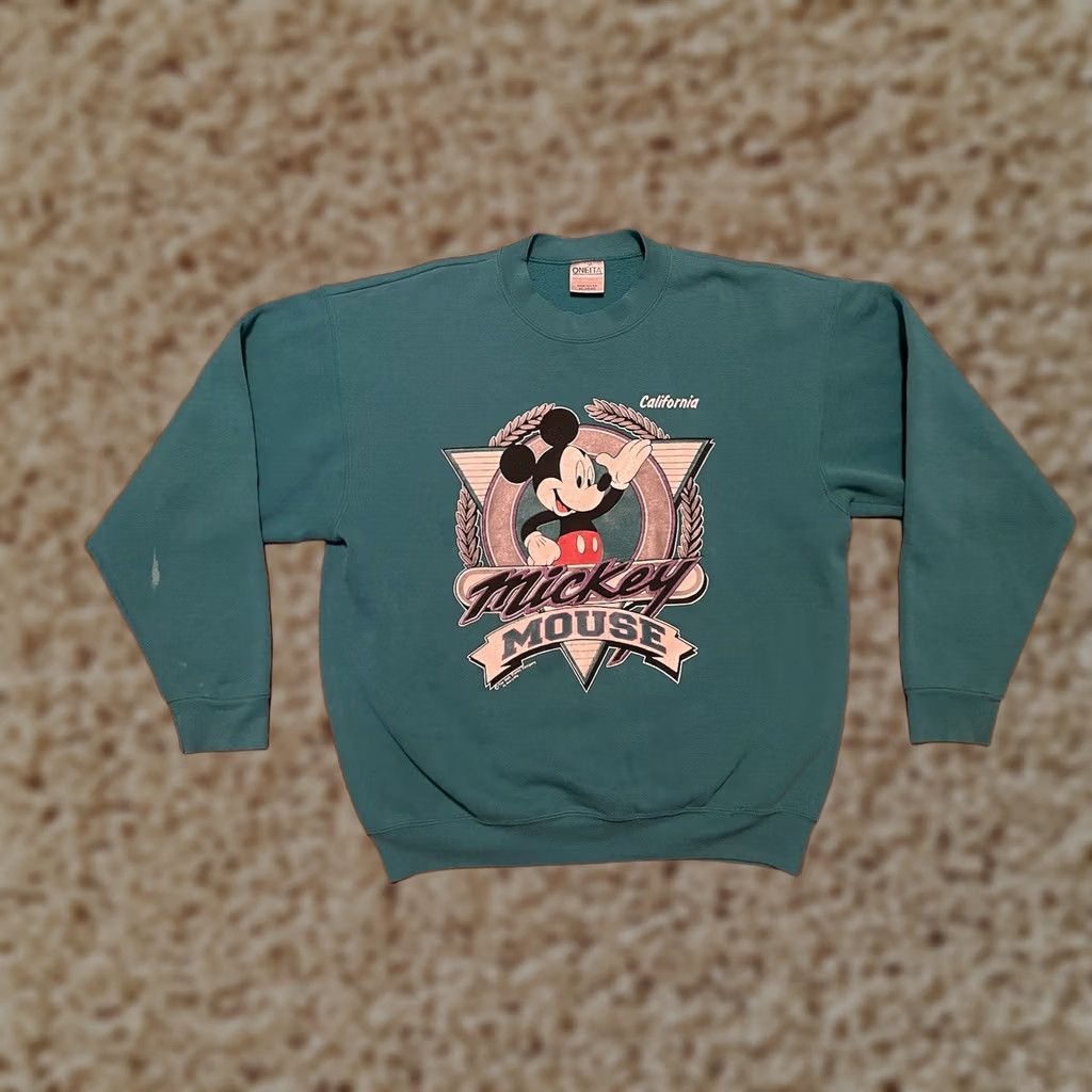 Vintage VINTAGE Mickey Mouse USA California Teal Crewneck Sweatshirt Adult XL Blue Mens Size US XL / EU 56 / 4 - 1 Thumbnail