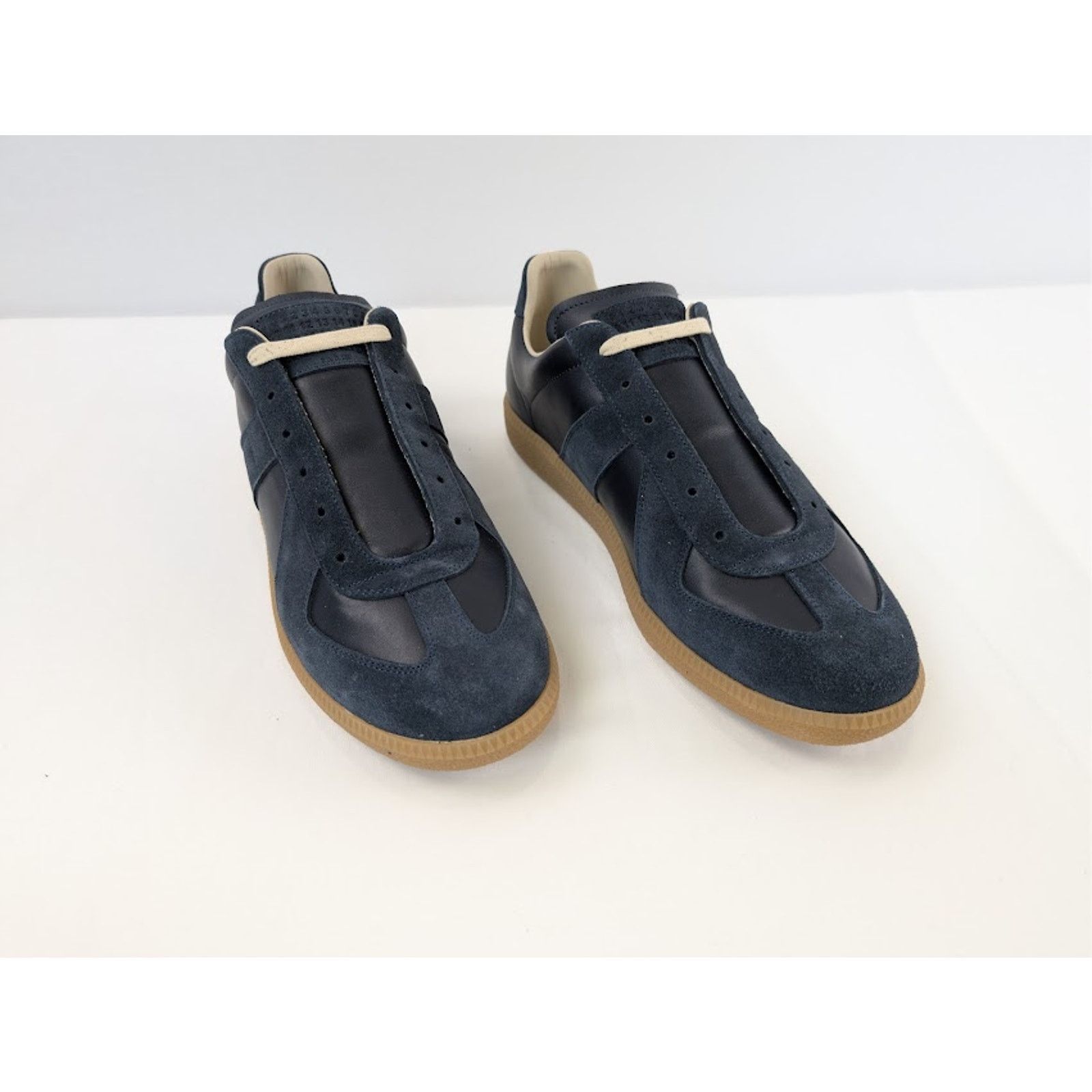 Maison Margiela o1rshd1 Q:2 / Leather-Suede Replica Sneakers Dark Navy Blue Size US 11 / EU 44 - 6 Thumbnail