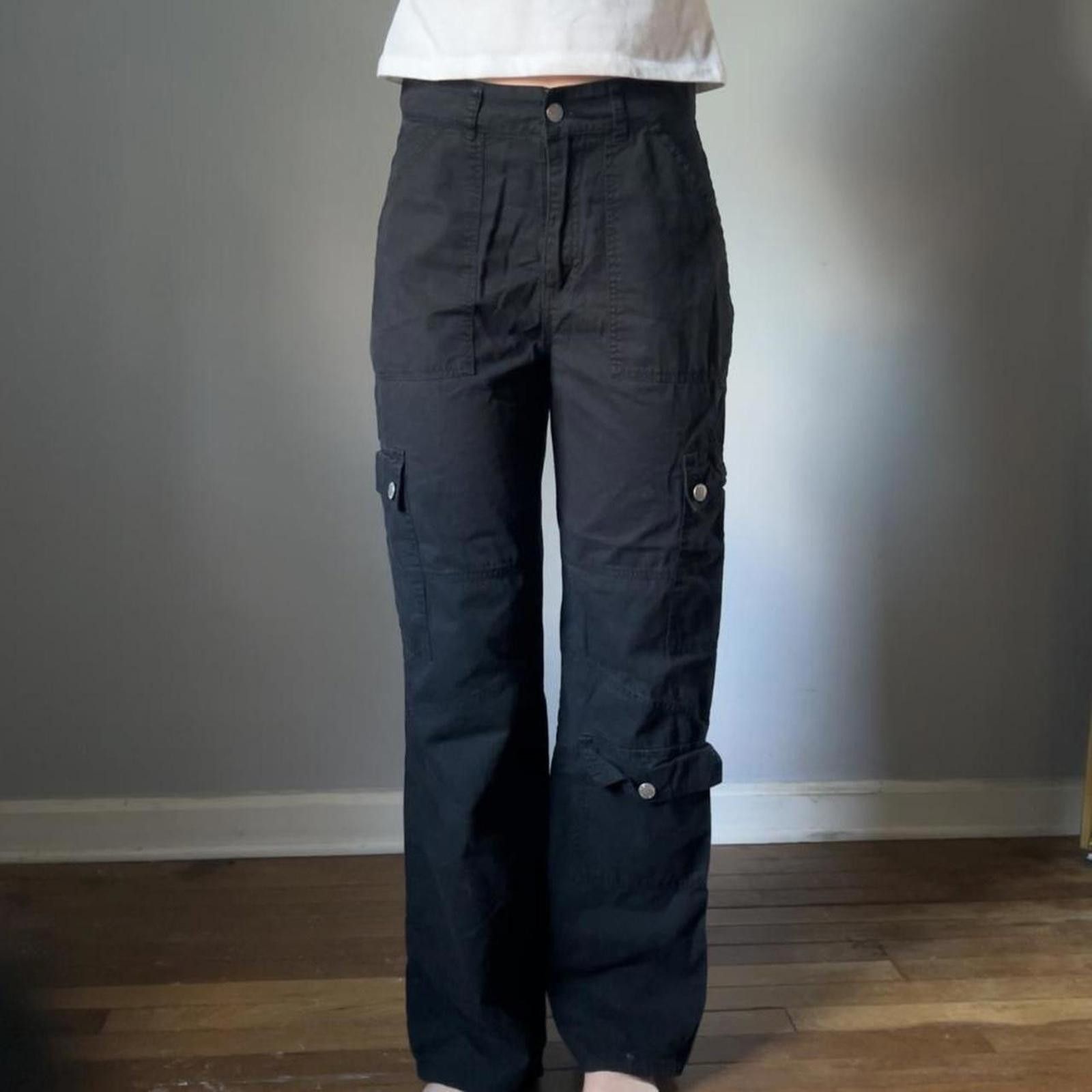 Shein SHEIN black straight leg cargo pants Size 27" / US 4 / IT 40 - 9 Thumbnail