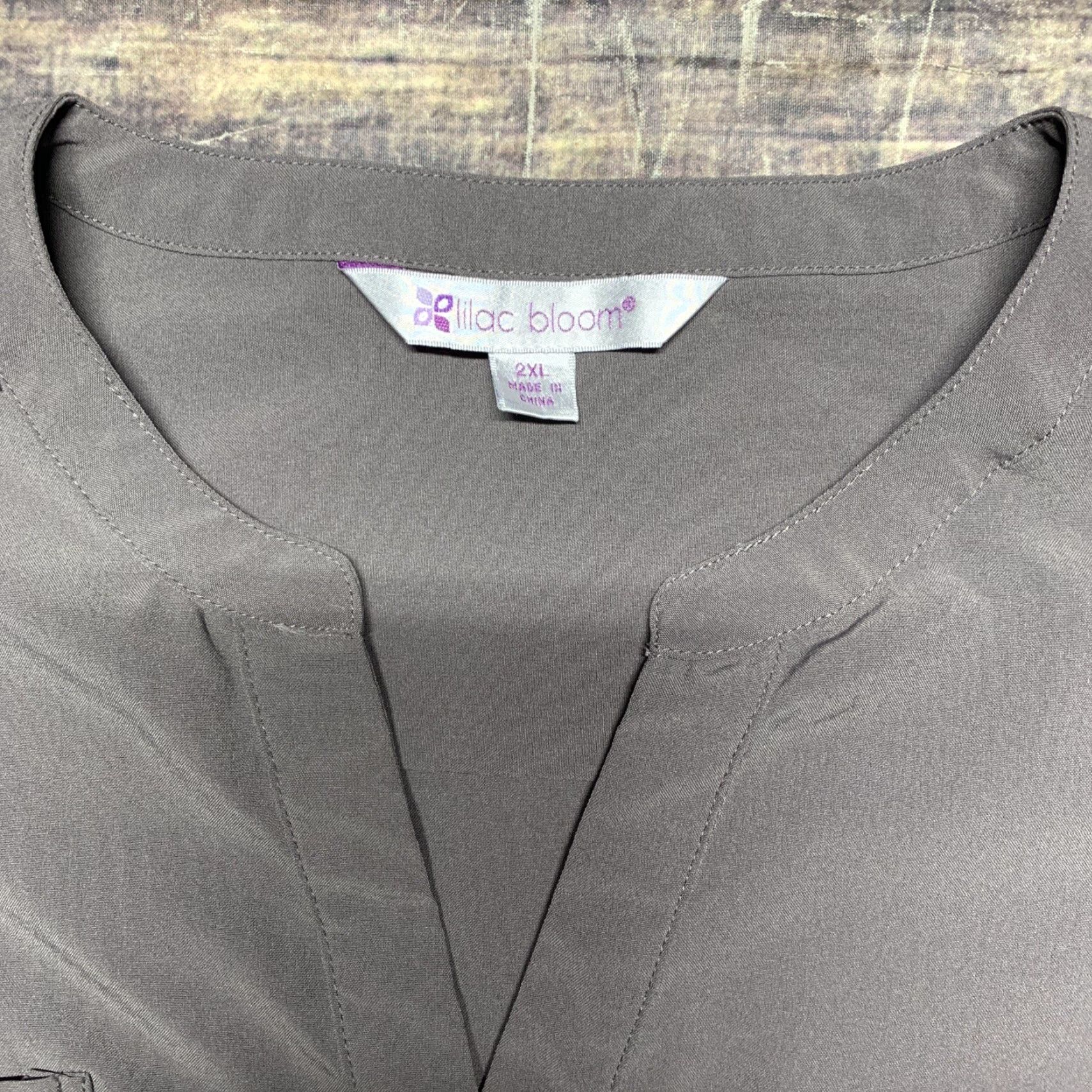 Vintage Lilac Bloom Pullover 3 Button Blouse Shirt Gray Size 2XL Long Sleeve# Size XXL / US 16-18 / IT 52-54 - 3 Thumbnail