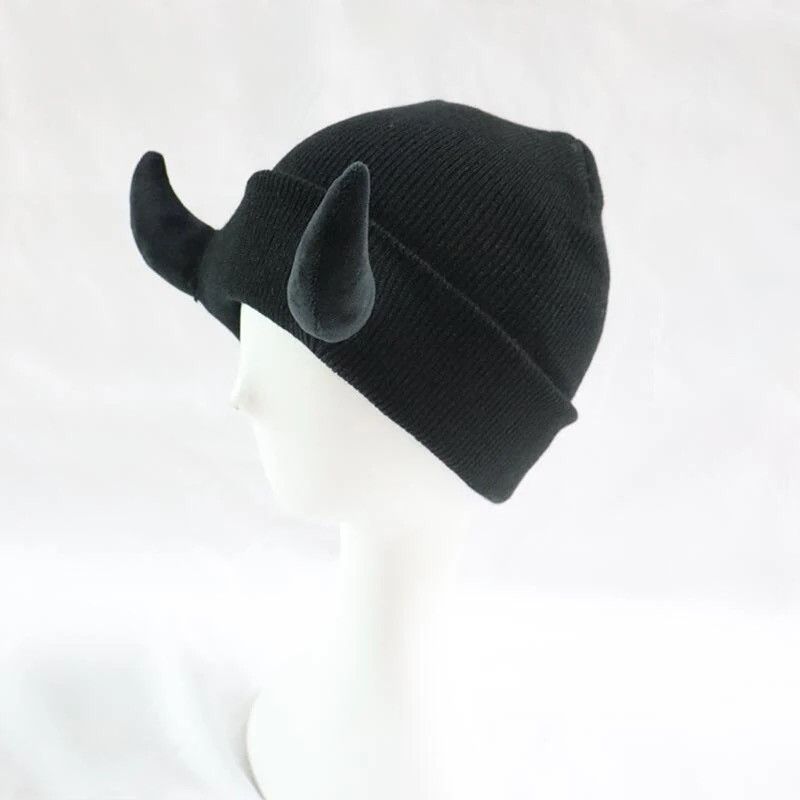 Japanese Brand × Vintage Devil Horn Hat Halloween Soft Knitted Beanie Size ONE SIZE - 3 Thumbnail
