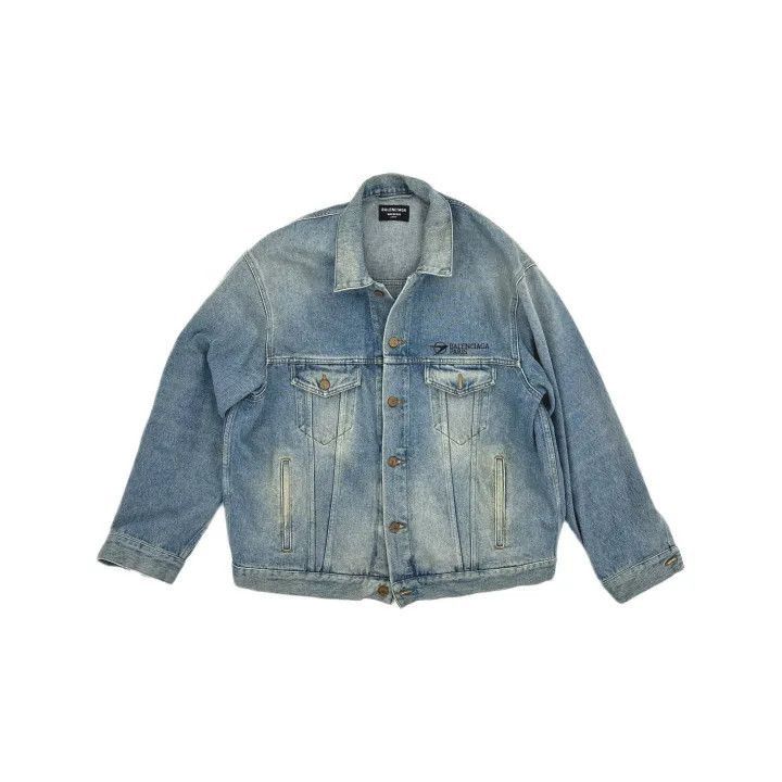 Balenciaga Balenciaga Blue Logo Embroidered Denim Jacket 0079-2507 Size US XS / EU 42 / 0 - 2 Thumbnail