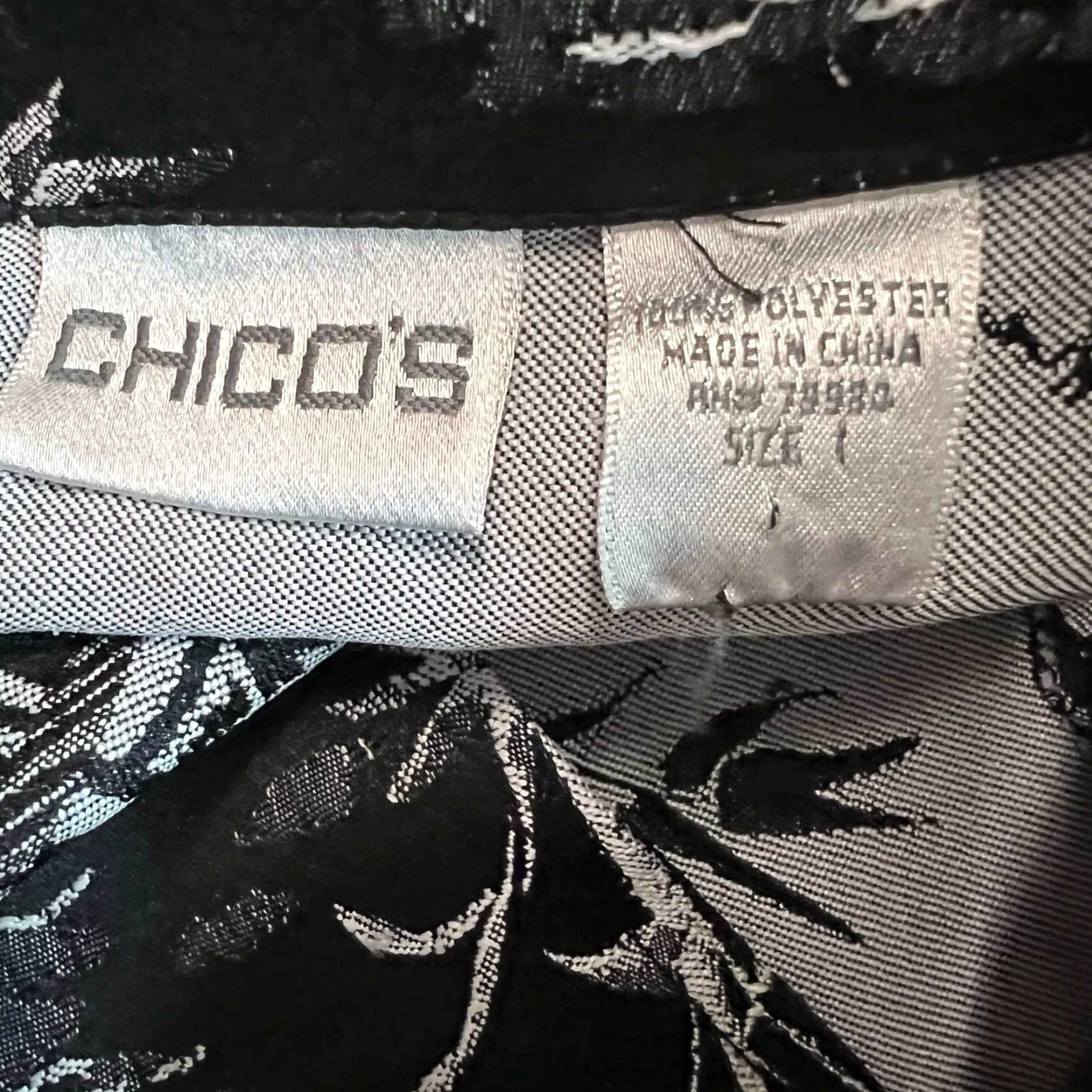 Vintage Chico's Blazer Shirt Womens Size M Black Embroidered Bonsai Garden Button Down Floral Vintage No Size M / US 6-8 / IT 42-44 - 6 Thumbnail