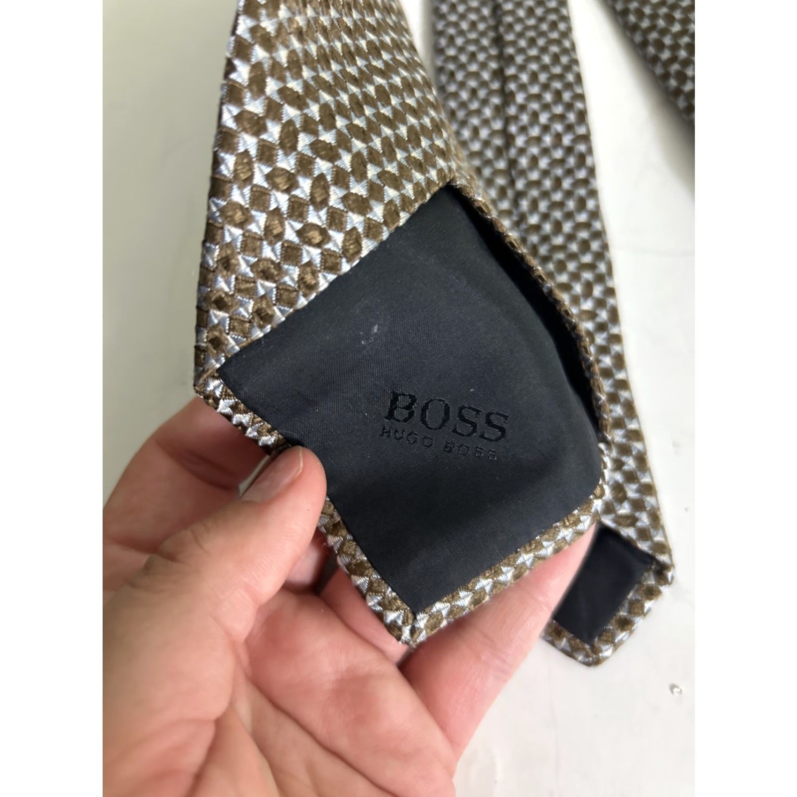 Hugo Boss HUGO BOSS Necktie Blue Brown Geometric Design Viscose Acetate Men Tie Size ONE SIZE - 5 Thumbnail