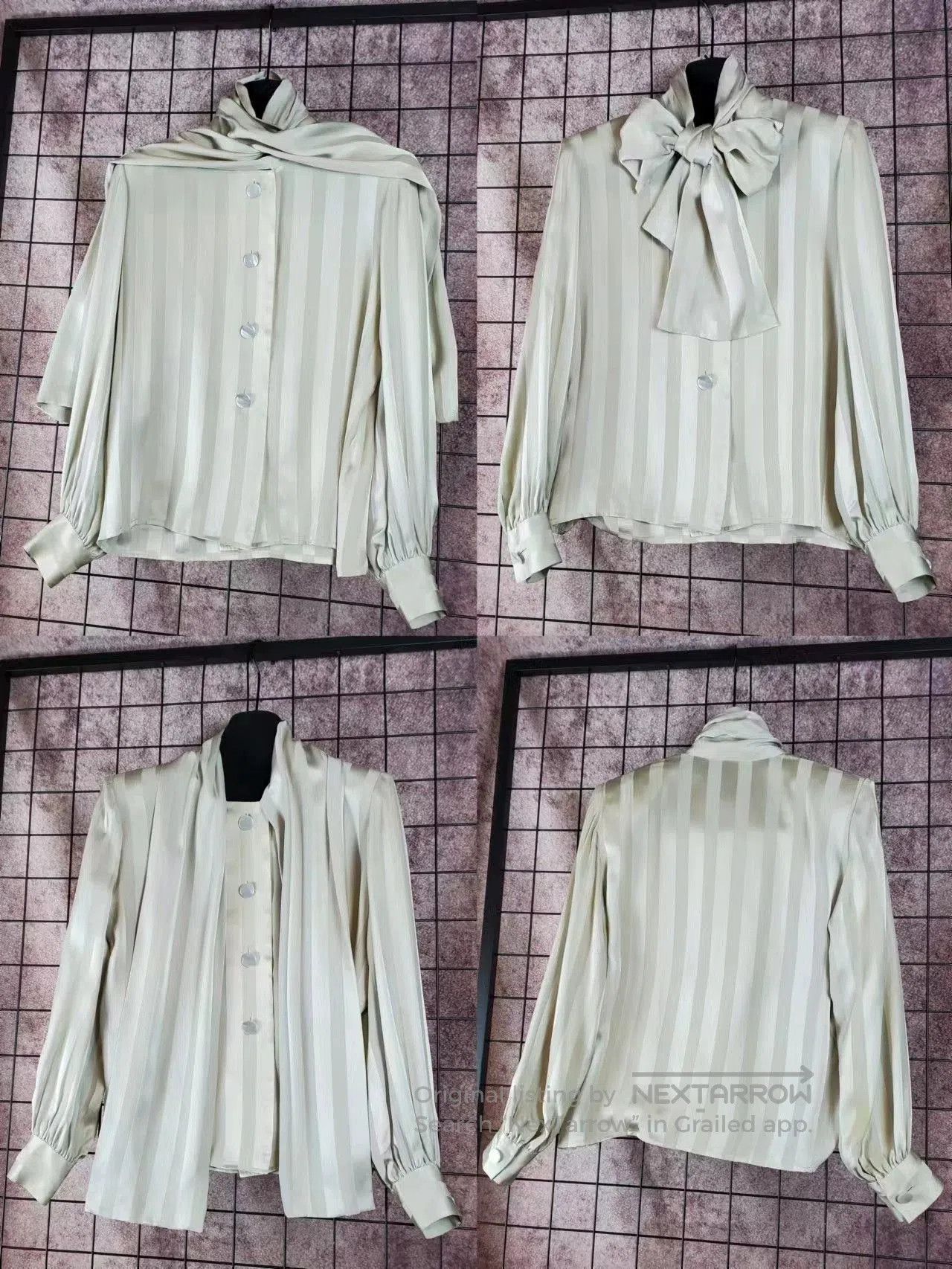 Givenchy vintage givenchy silk tie blouse in green. Size US S / EU 44-46 / 1 - 3 Thumbnail