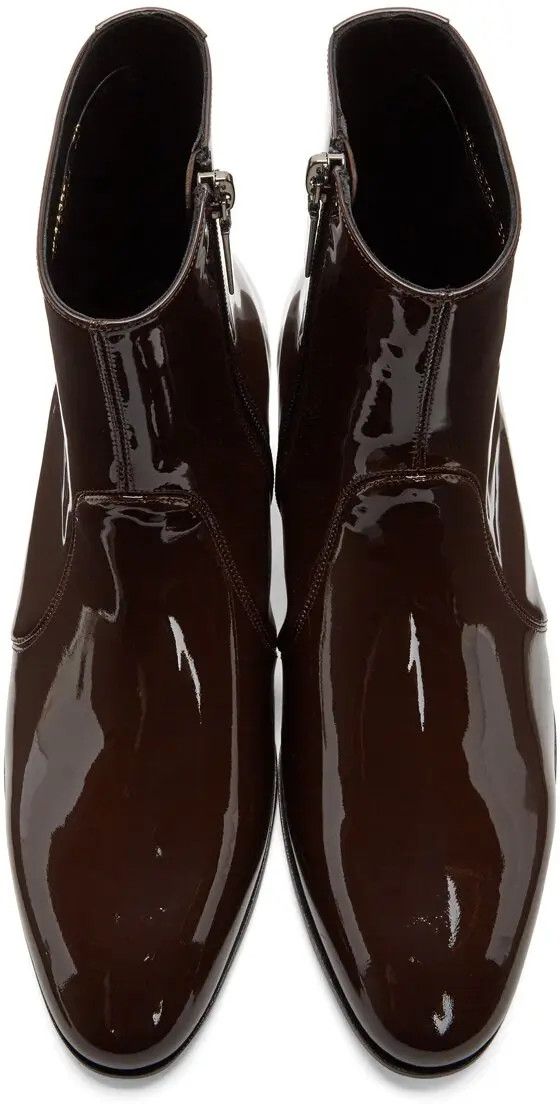 Saint Laurent Paris o1y0325 Ankle Boots in Chocolate Brown Size US 6 / EU 39 - 4 Thumbnail