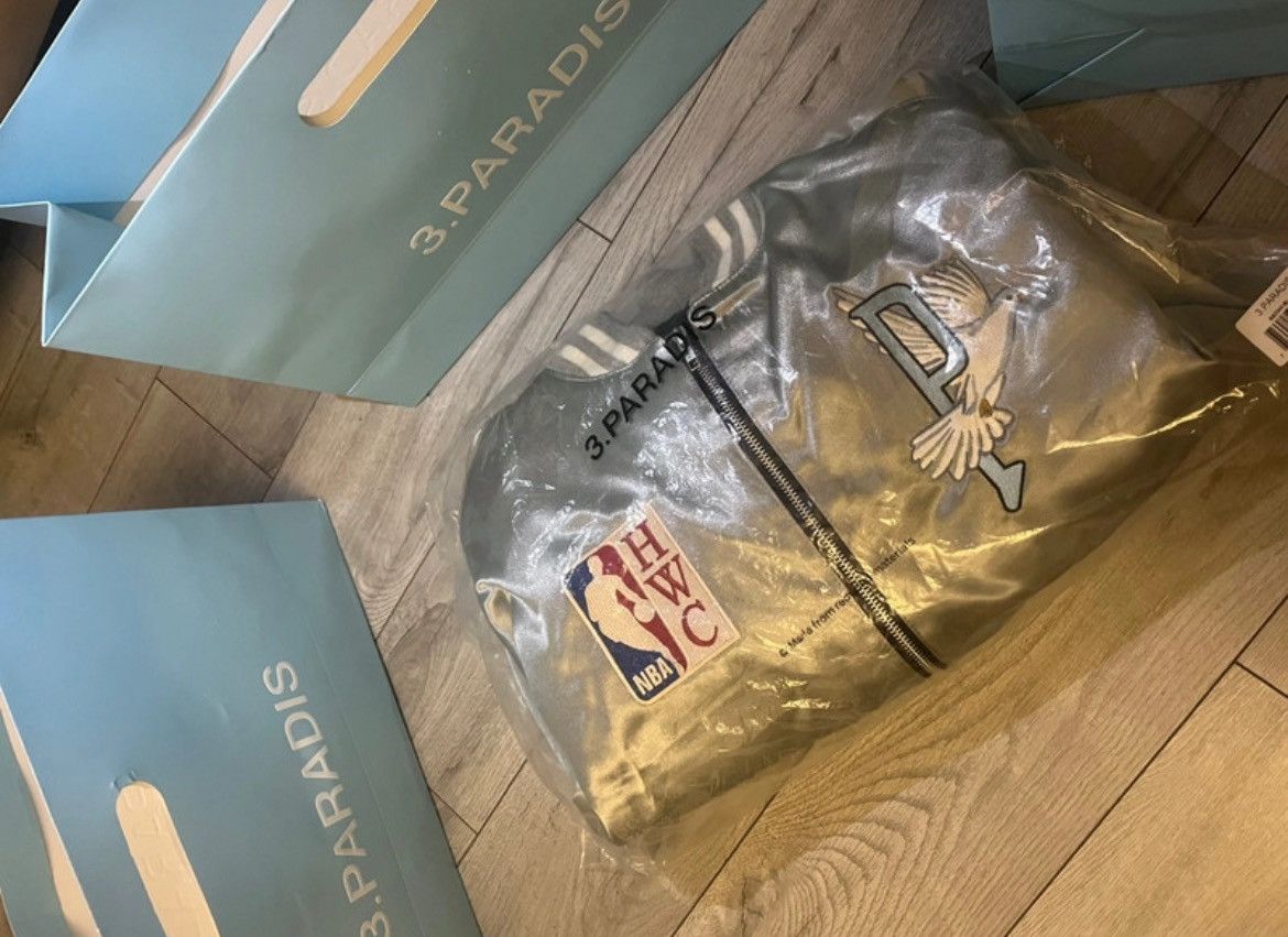 3.PARADIS 3.PARADIS x NBA Silver Varsity Jacket – Luxury Streetwear Size 36R - 7 Thumbnail