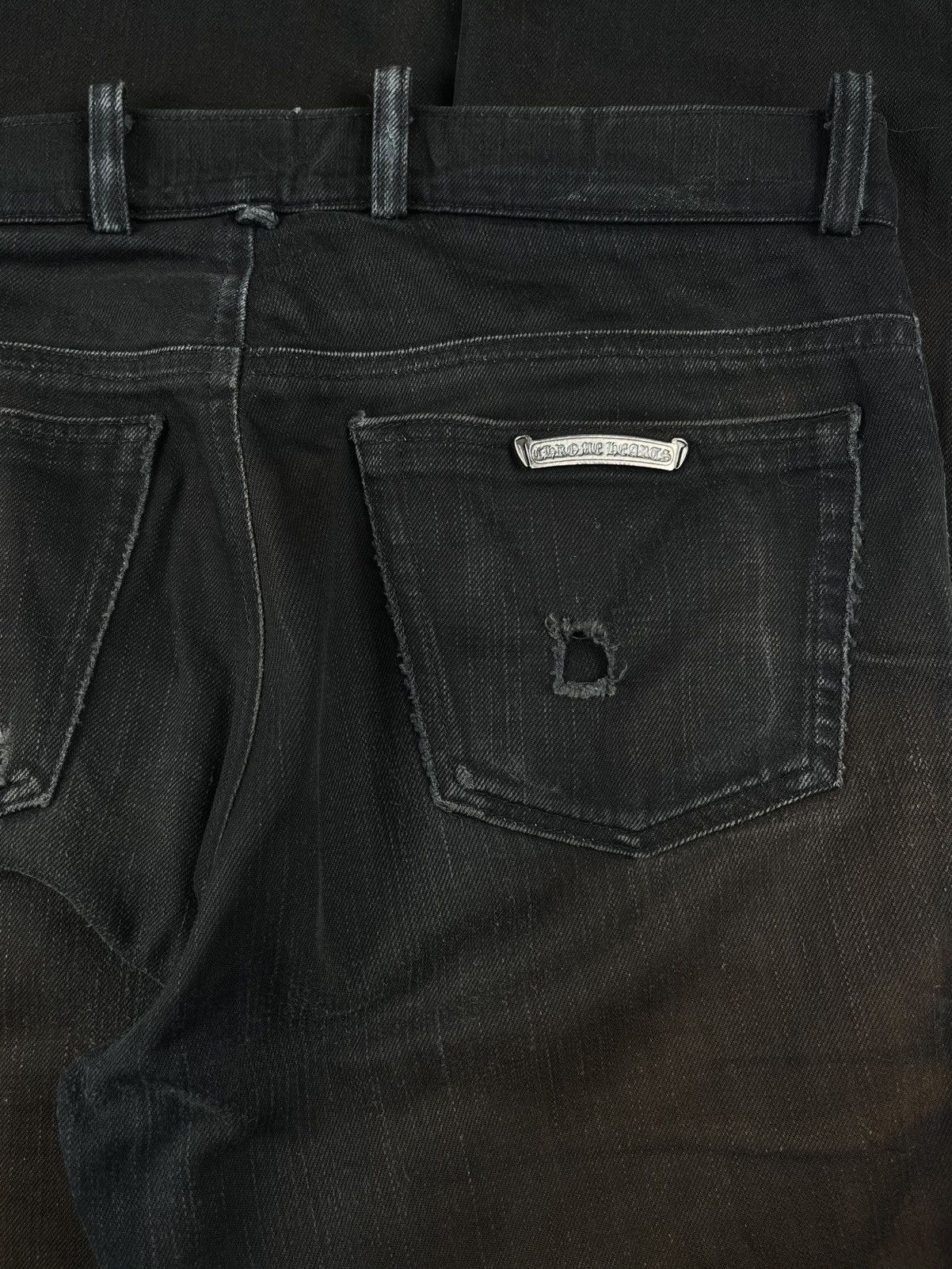 Chrome Hearts Chrome Hearts Thrashed Faded Fleur Knee Silver Denim Jeans Size US 30 / EU 46 - 6 Thumbnail