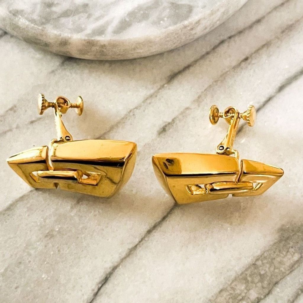Vintage Vintage Napier Screw Back Earrings Gold Geometric MCM Size ONE SIZE - 6 Thumbnail