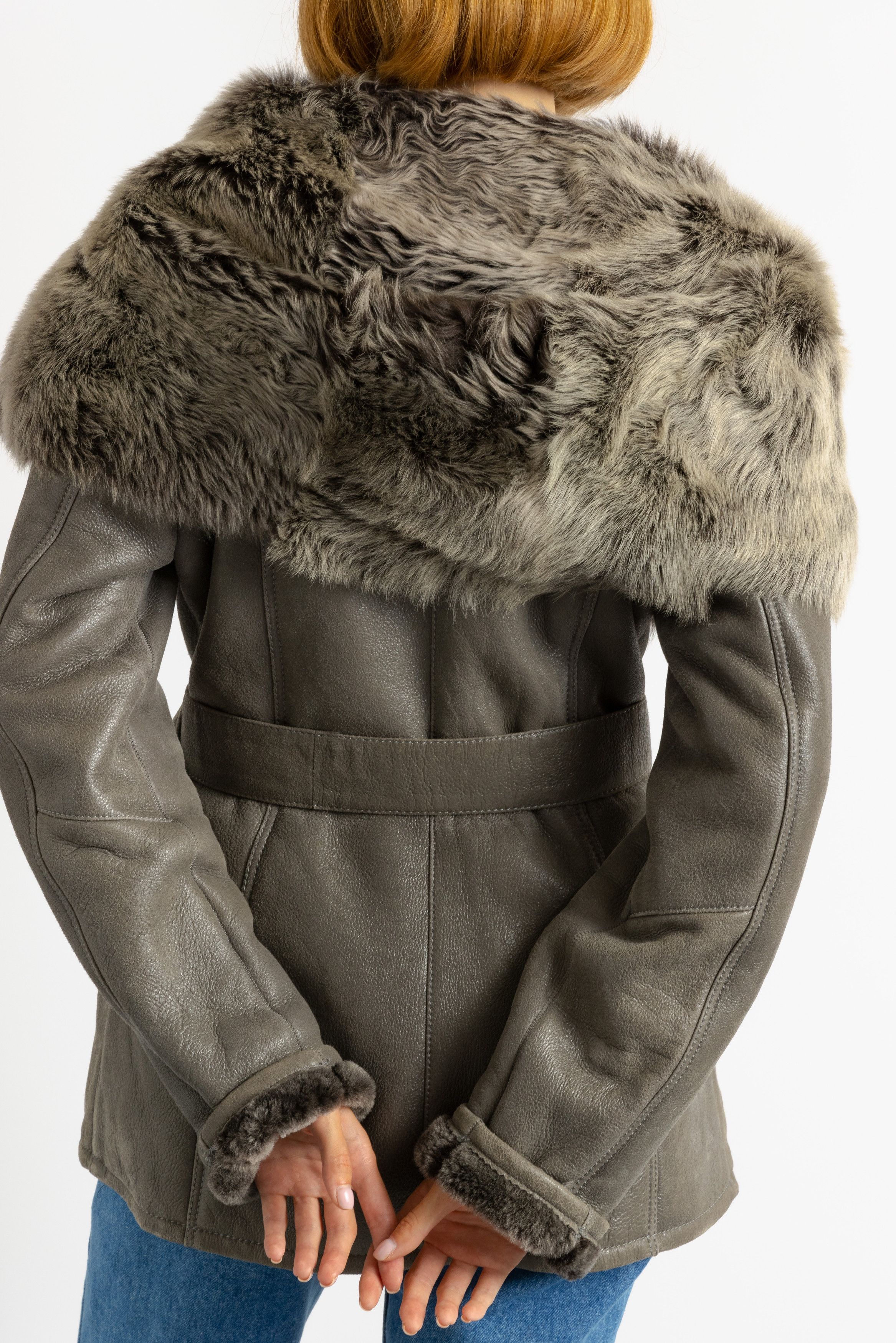 Vintage Women Sheepskin Leather Coat 80s, Size M 5926 Size M / US 6-8 / IT 42-44 - 7 Thumbnail