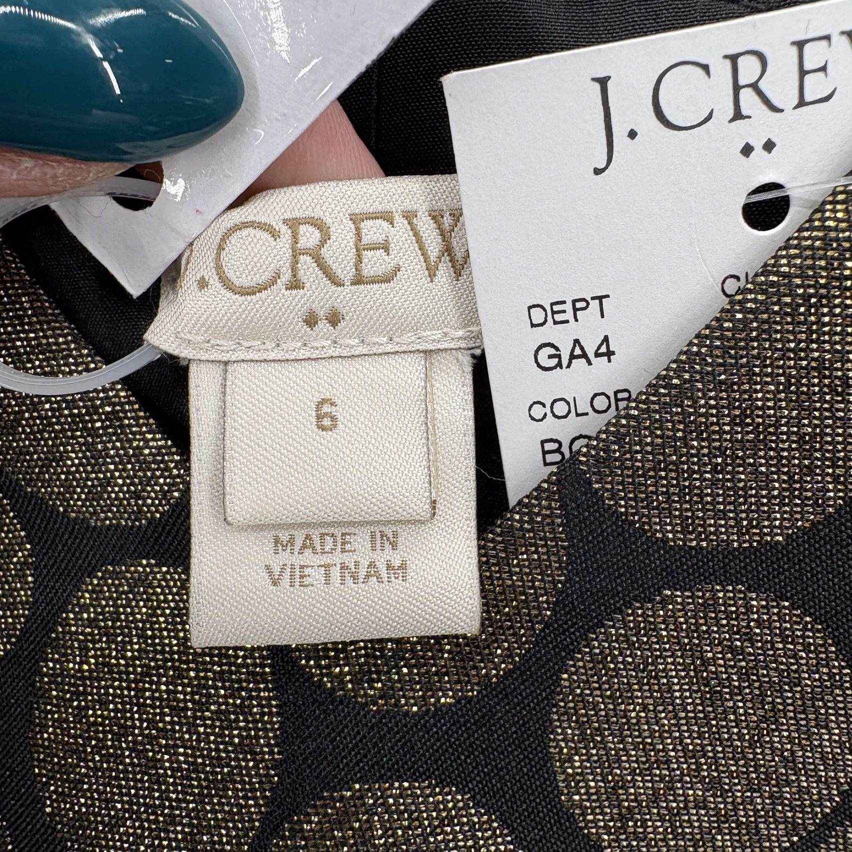 J.Crew J.Crew Dress Womens 6 Black Jacquard Polka Dot Fit & Flare Party Cocktail Sleeveless V-Neck Short Size M / US 6-8 / IT 42-44 - 5 Thumbnail