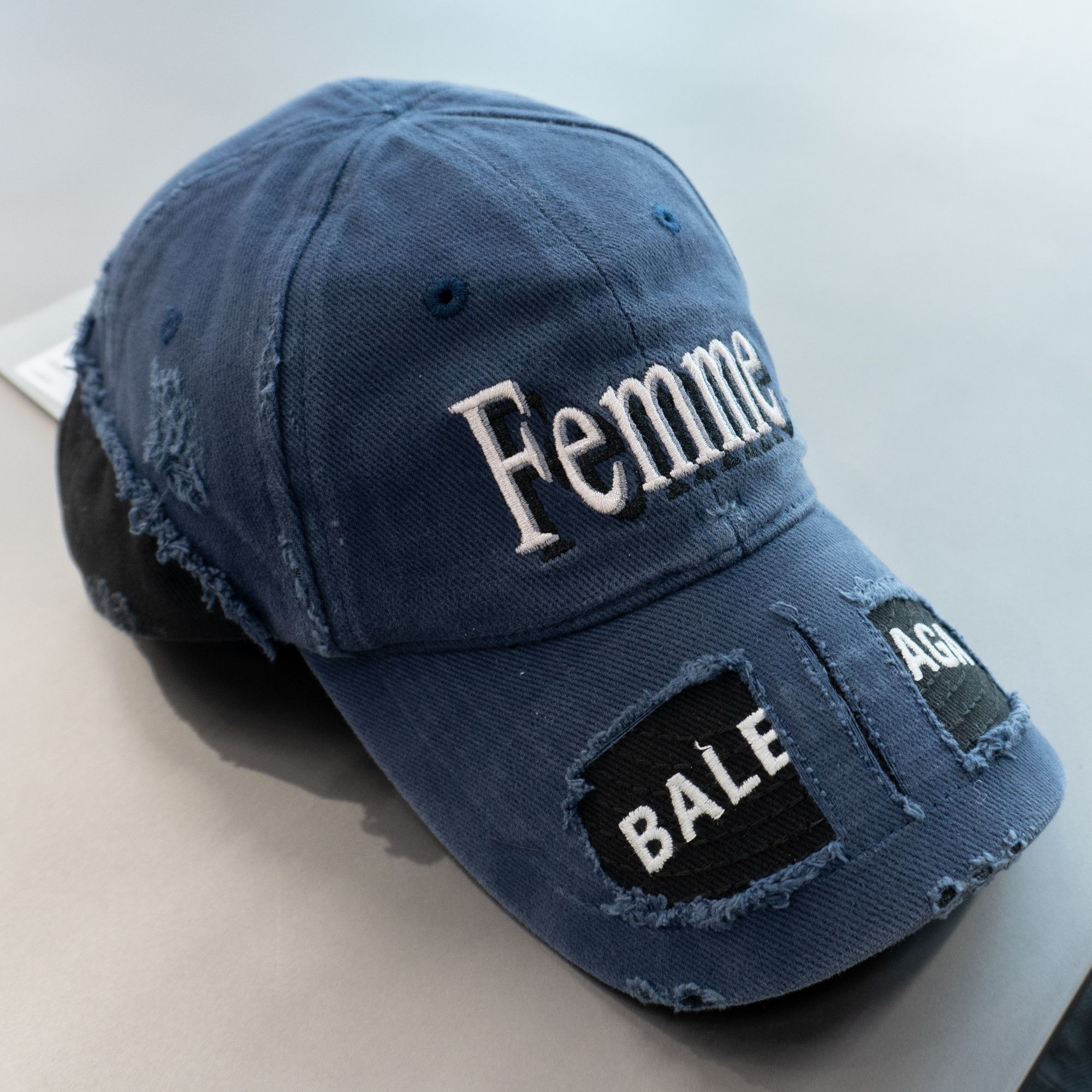 Balenciaga o1in1g0624 Size : L / Upcycled Patched Cap/Hat Blue/black Size ONE SIZE - 2 Thumbnail