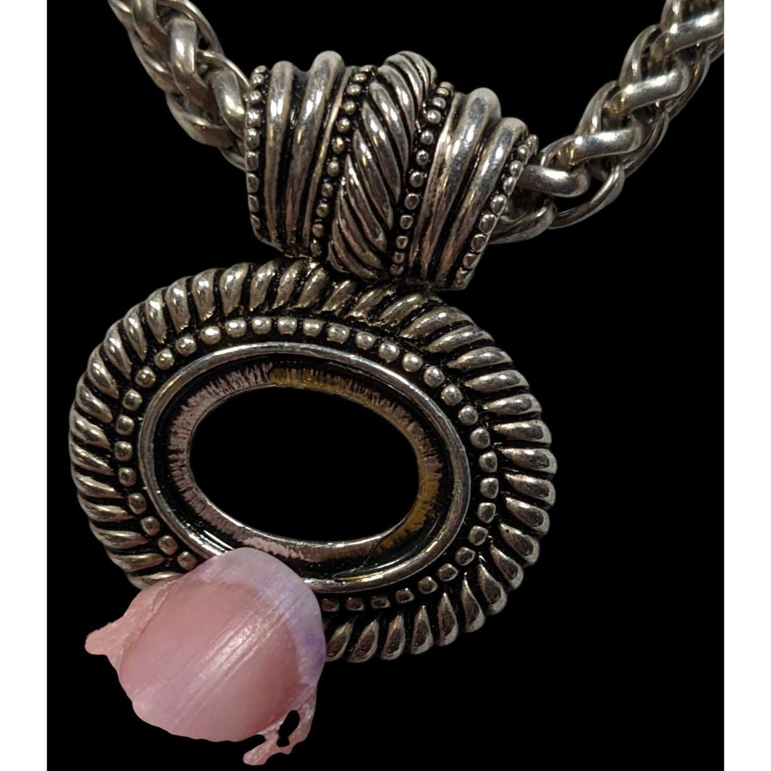 Other Silver Tone Rope Chain Necklace With Open Bezel Pendant Size ONE SIZE - 5 Thumbnail