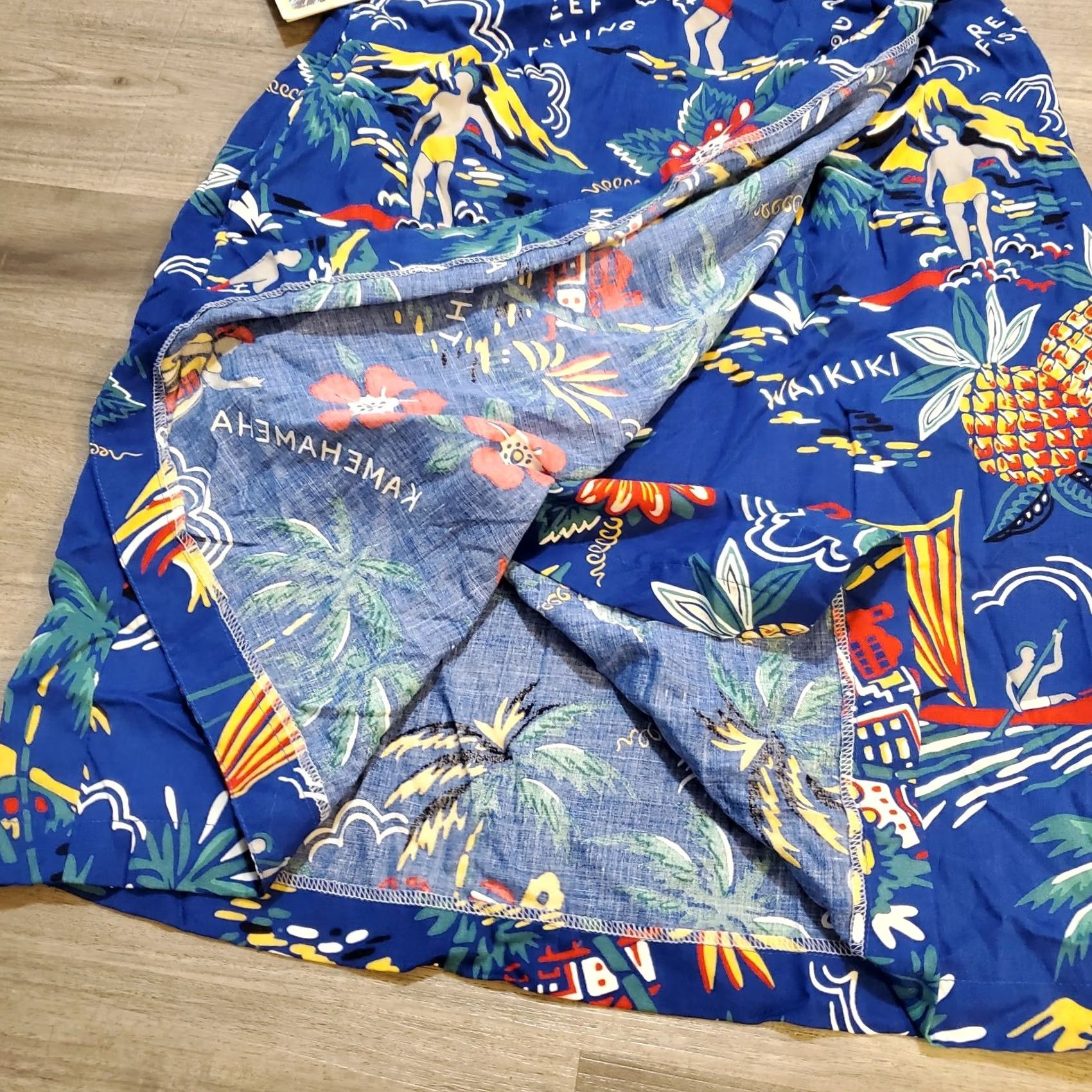 Reyn Spooner VINTAGE Reyn Spooner Blue Wrap Knee Skirt Small Women's Knee Length Floral Ocean Hawaiian 90s Wrap Tie Pockets Lightweight Summer Vacation Classic Size 28" / US 6 / IT 42 - 5 Thumbnail