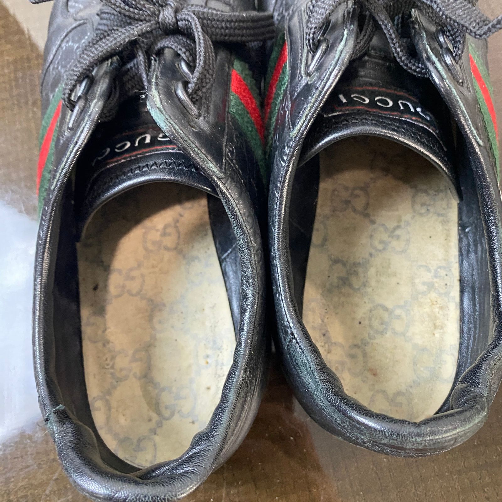 Gucci Monogram Leather Low Trainers Sneakers Men's 9