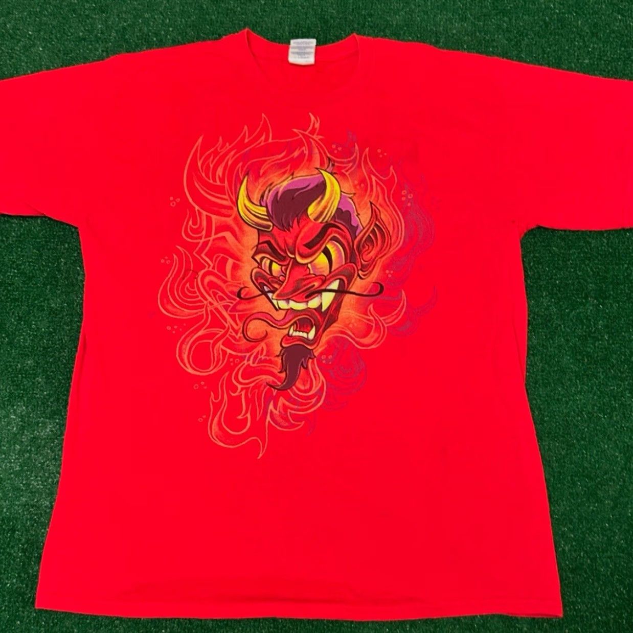 Vintage Vintage Y2K Devil Tattoo Tribal Flames VTG Punk Grunge Hip Hop Shirt Mens Size M Red Size US M / EU 48-50 / 2 - 3 Thumbnail