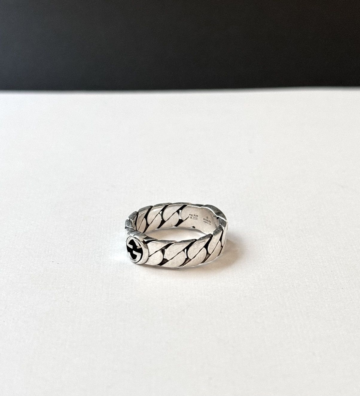 Gucci Gucci .925 Silver Link Ring Black Size ONE SIZE - 5 Thumbnail