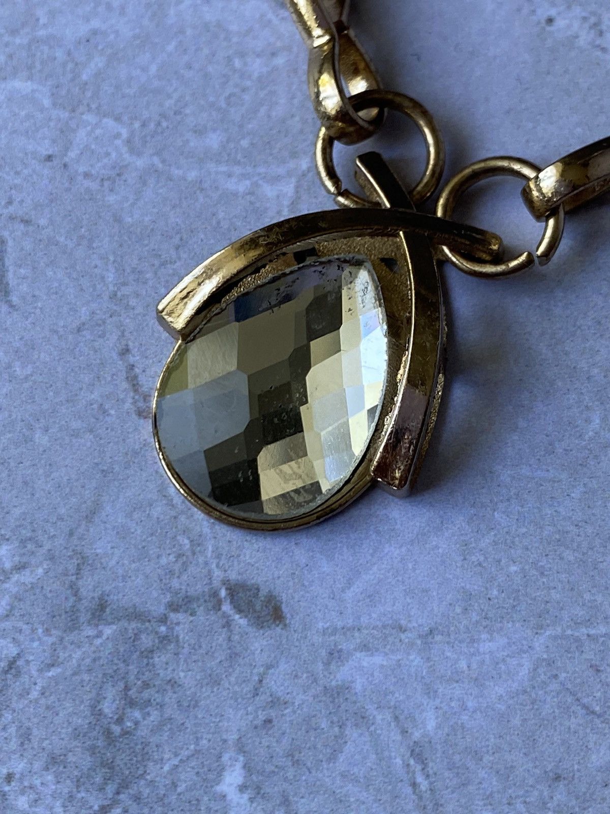 Japanese Brand × Jewelry Vintage Gold Tone Teardrop Crystal Pendant Necklace Size ONE SIZE - 5 Thumbnail