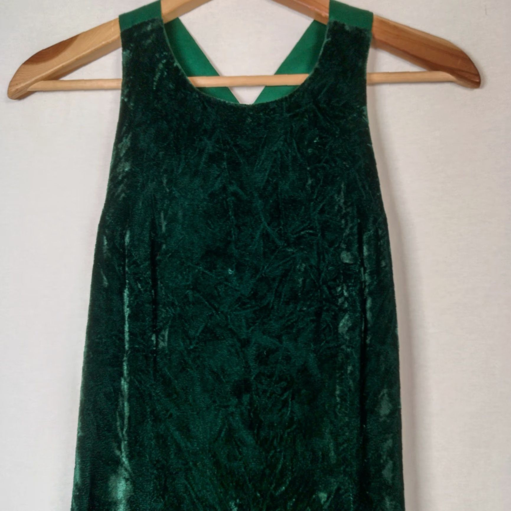 Vintage VINTAGE Donna Ricci Dress Women's Petite Long Sleeveless Green Velvet Formal Party Wedding 1990s Size S / US 4 / IT 40 - 3 Thumbnail