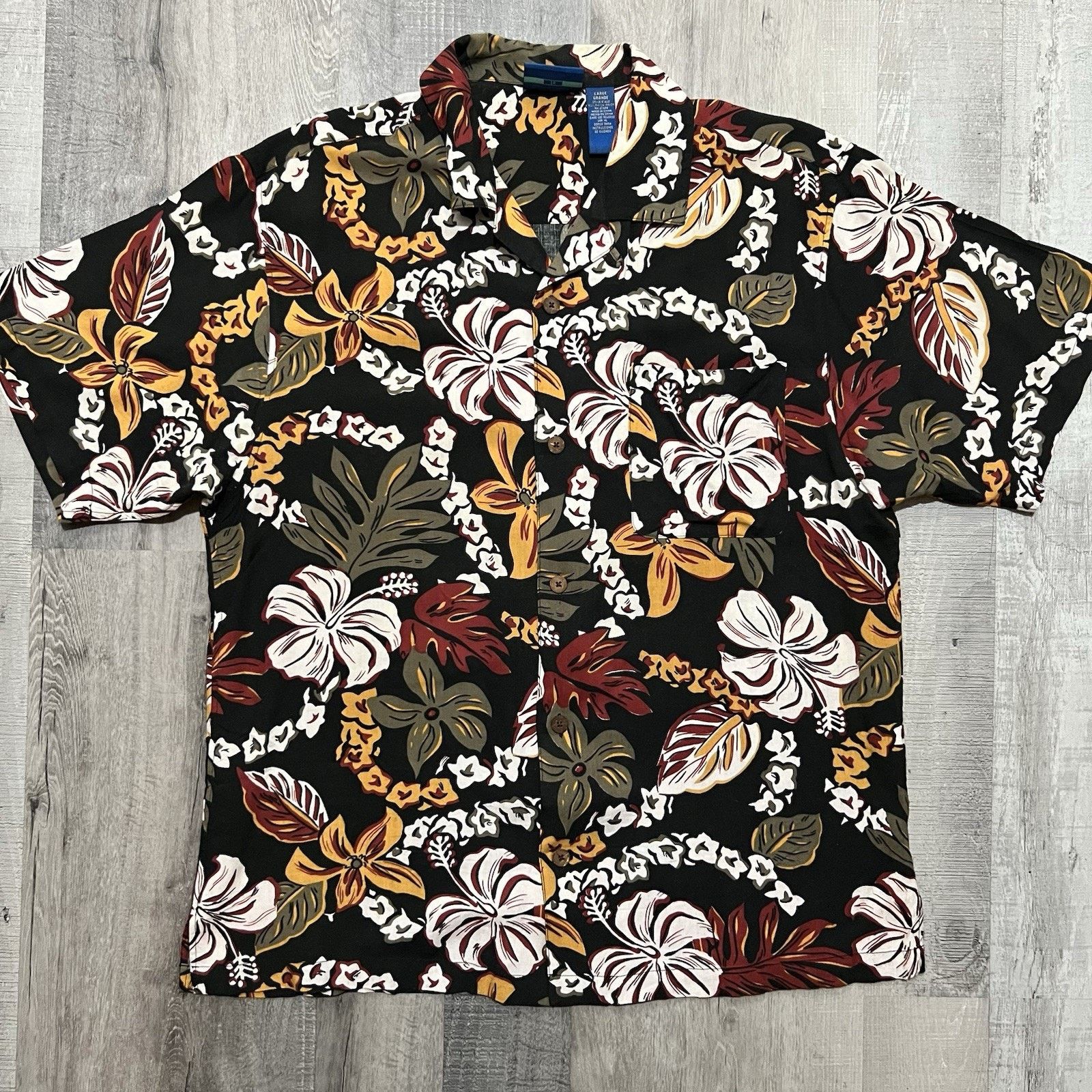 Ocean Pacific VTG OP Ocean Pacific Hawaiian Camp Shirt Black Floral Rayon Size US L / EU 52-54 / 3 - 1 Thumbnail