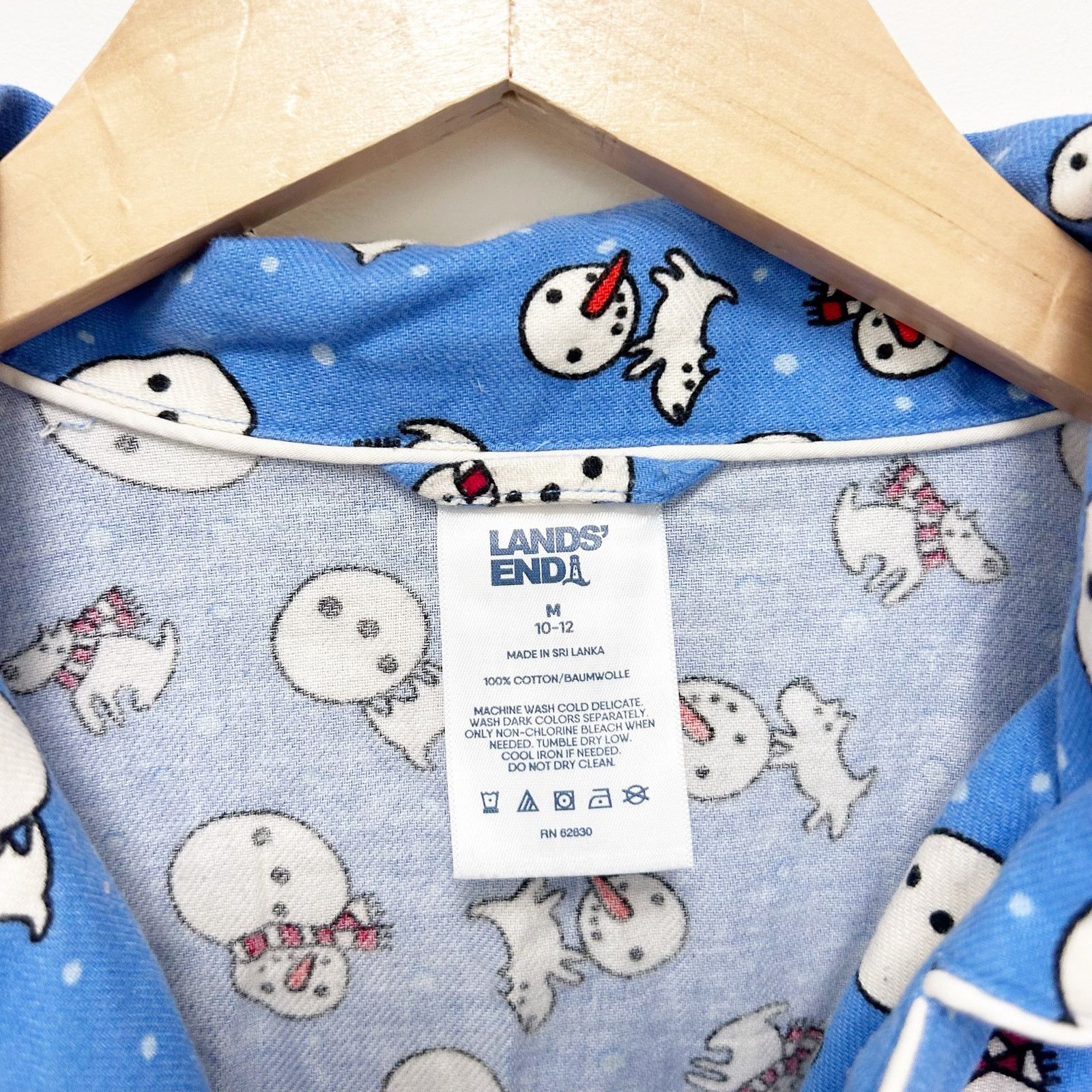Lands' End Lands End Blue Snowman Button Down Pajama Shirt Sz M Size M / US 6-8 / IT 42-44 - 2 Thumbnail