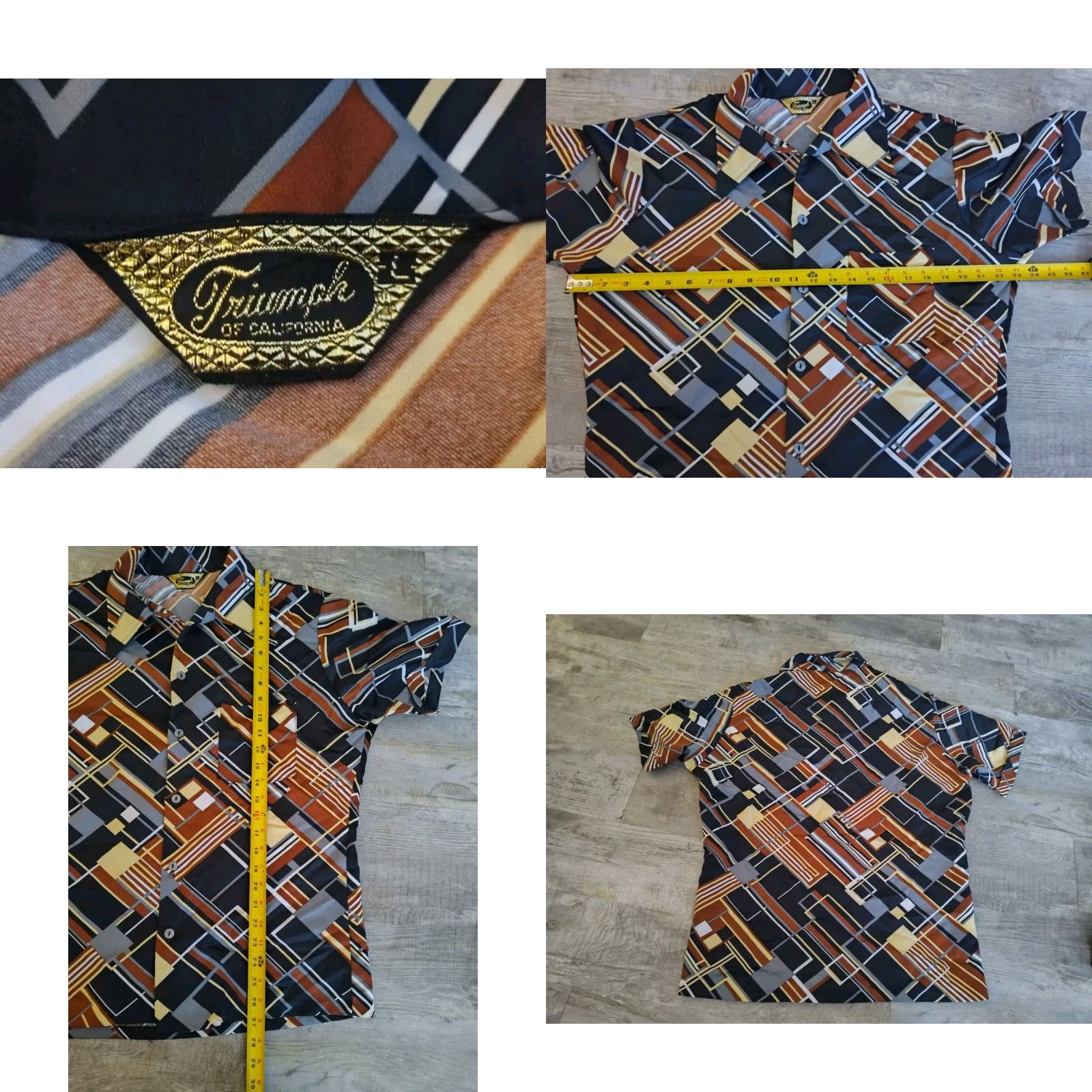 Vintage VINTAGE Triumph of California Disco Shirt L Geometric Cat Eye Buttons EUC Mens Shirt Size US L / EU 52-54 / 3 - 8 Thumbnail