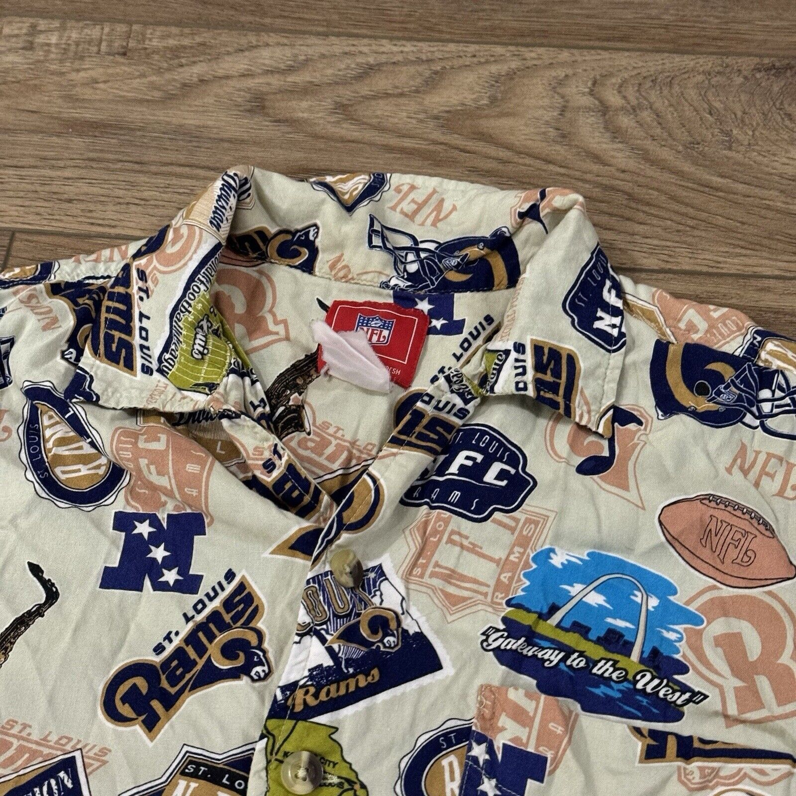 NFL Vintage Y2K St Louis Rams AOP Button Up Shirt Size US L / EU 52-54 / 3 - 4 Thumbnail