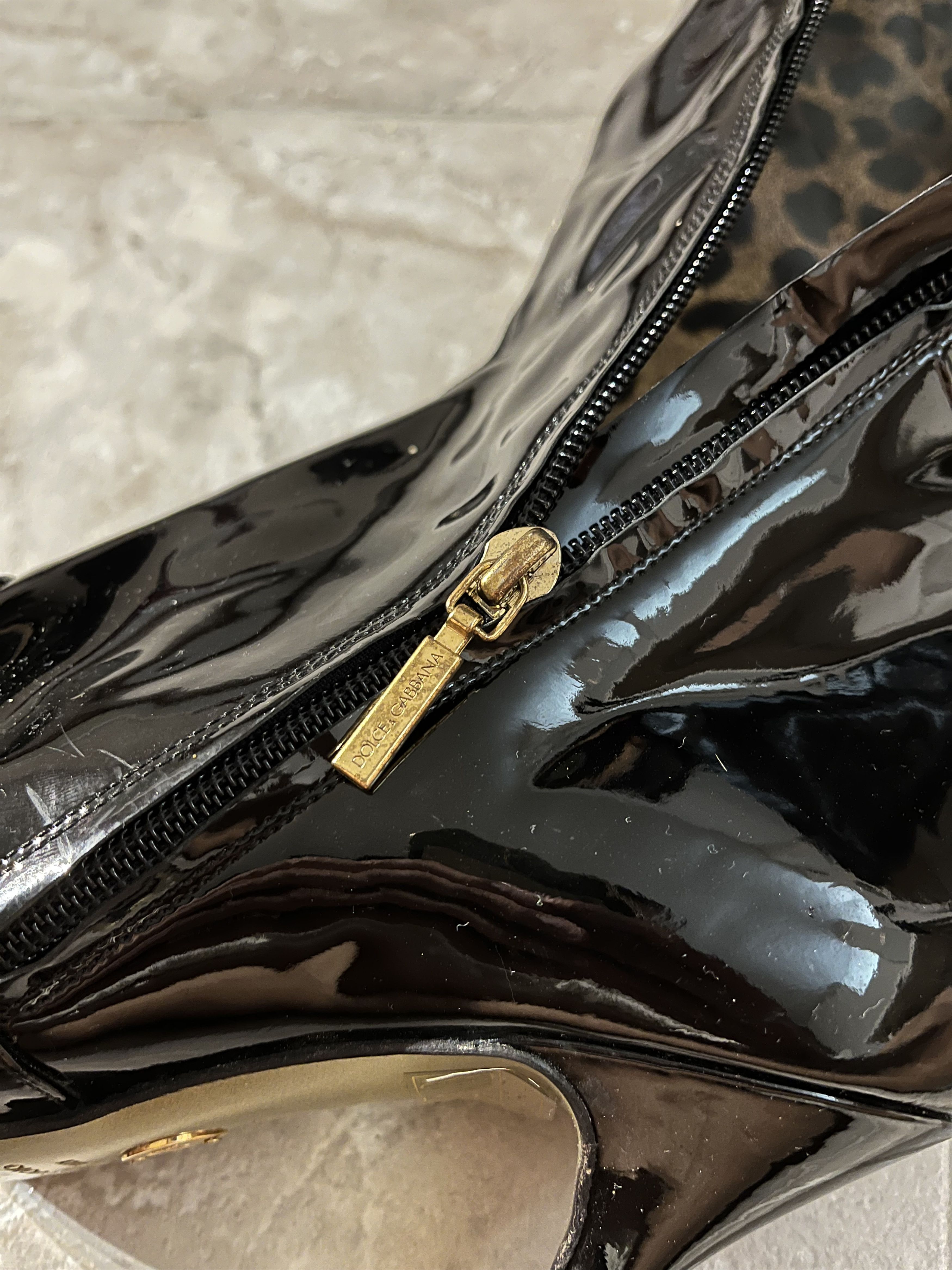 Dolce & Gabbana DOLCE & GABBANA High Hell Boots Black Patent Leather Size US 10 / IT 40 - 6 Thumbnail