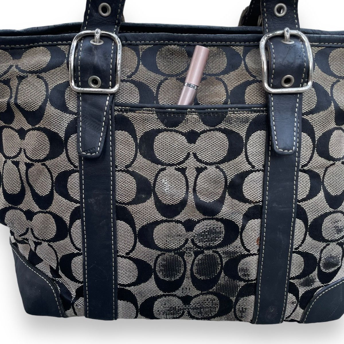 Coach COACH MONOGRAM CANVAS / LEATHER HANDBAG Size ONE SIZE - 2 Thumbnail