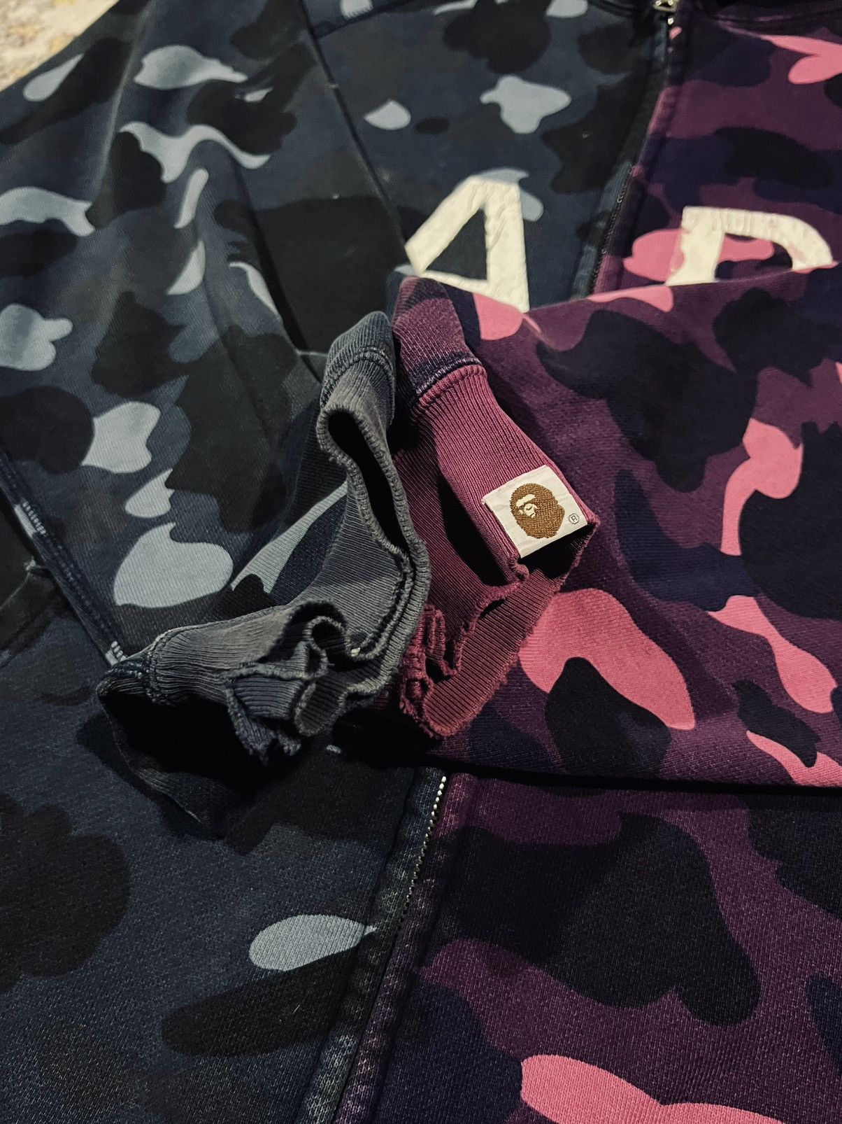 Bape Bape camo split full zip blue and purple hoodie distressed Size US L / EU 52-54 / 3 - 5 Thumbnail