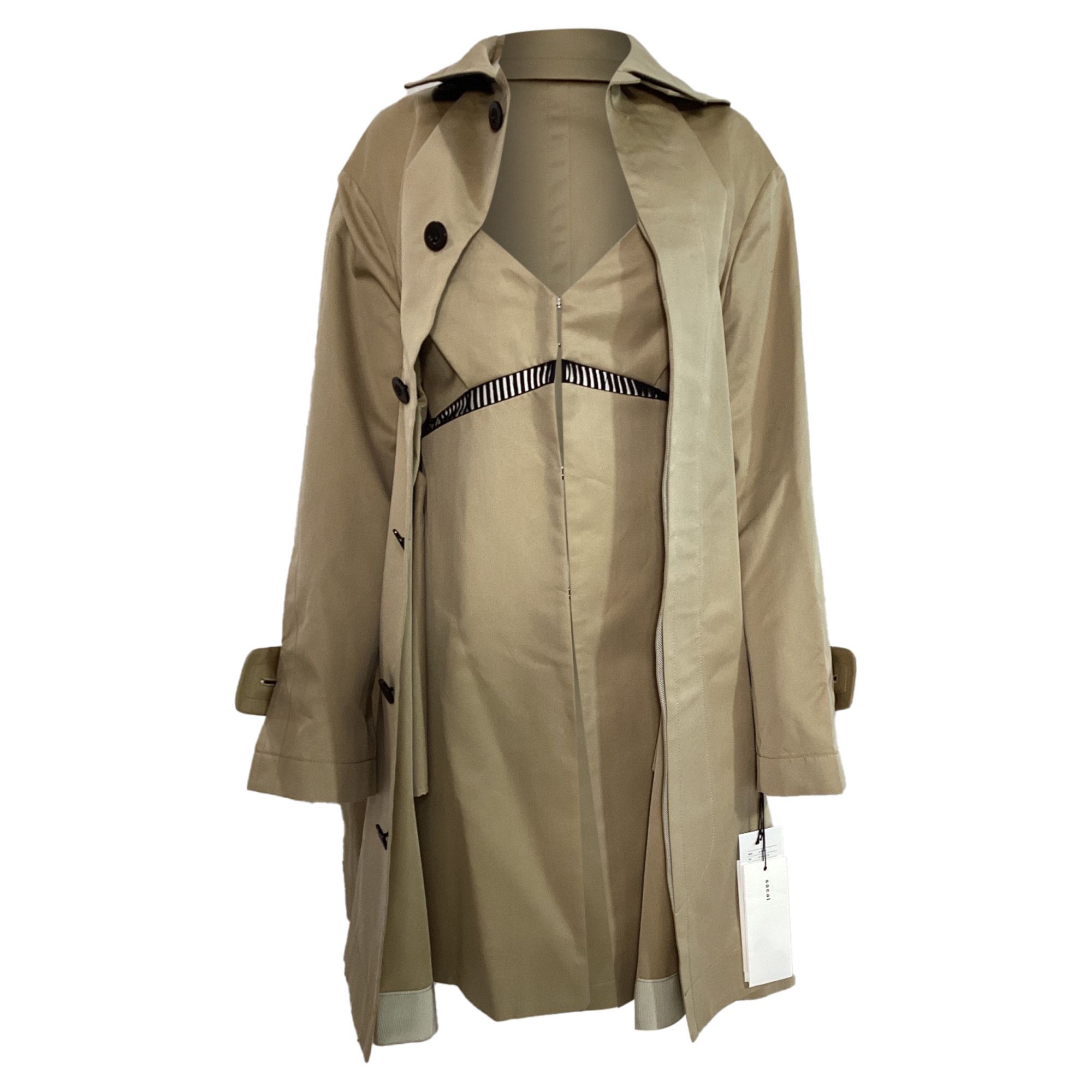 Sacai Sacai Dress Insert Trench Coat in Brown Cotton Size XS / US 0-2 / IT 36-38 - 1 Thumbnail