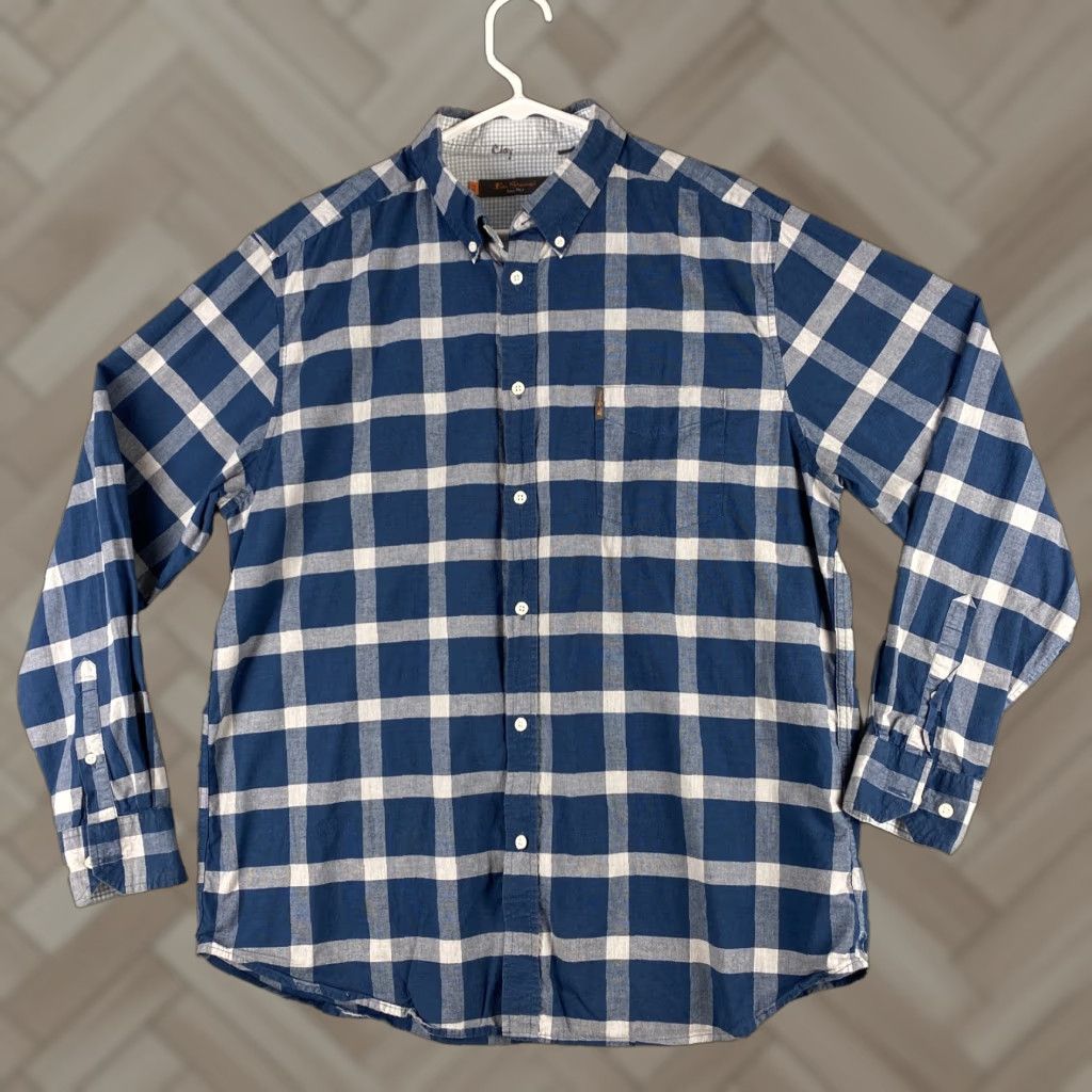 Ben Sherman Ben Sherman Button Down Shirt Men's Size 2XL 100% Cotton Long Sleeve 49-7 / Dress Shirt | Button-Down Collar / Athletic Fit | Blue / Regular | Men Size US XXL / EU 58 / 5 - 1 Thumbnail