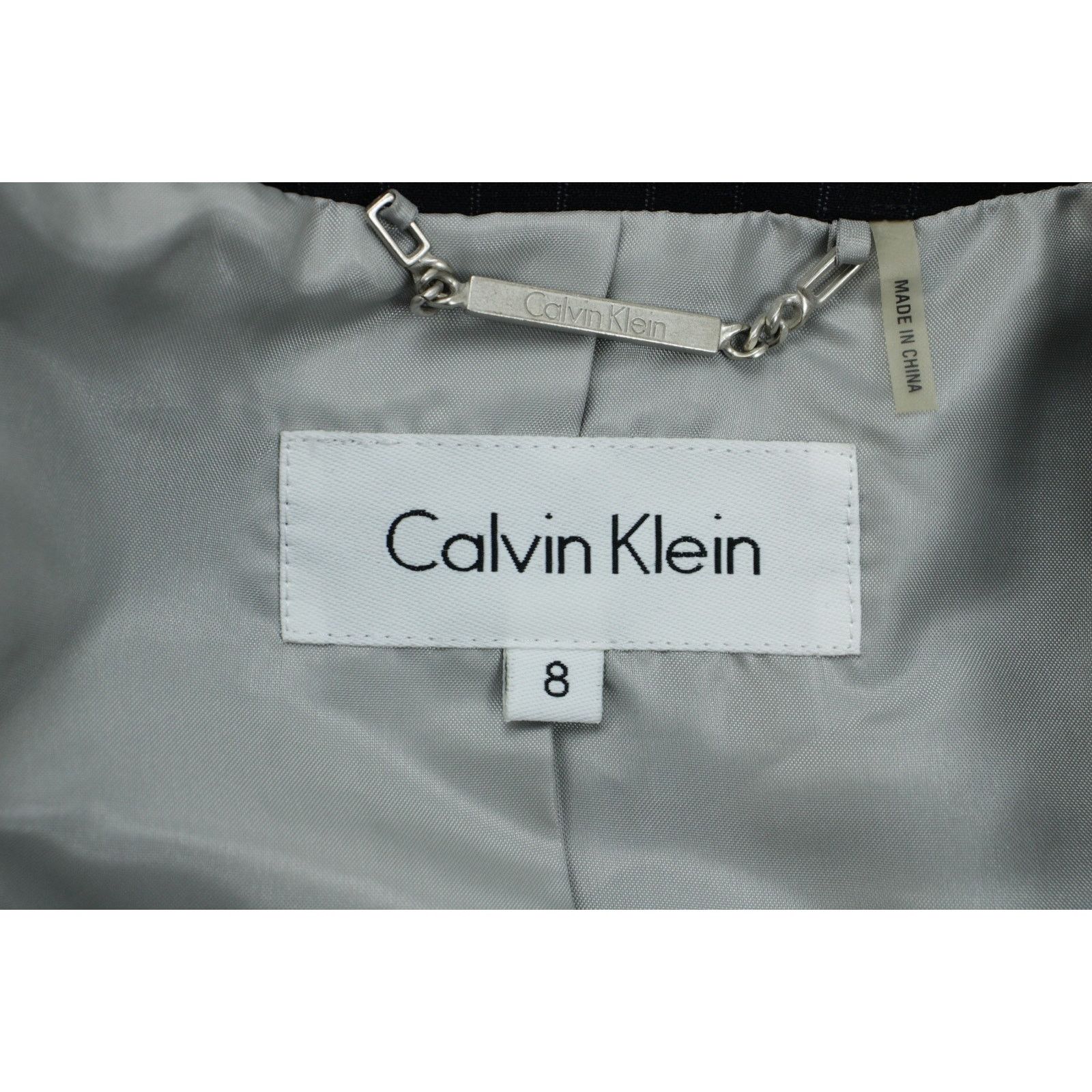 Calvin Klein Calvin Klein Blazer Womens Size 8 Black Pinstripe Lined Size M / US 6-8 / IT 42-44 - 6 Thumbnail