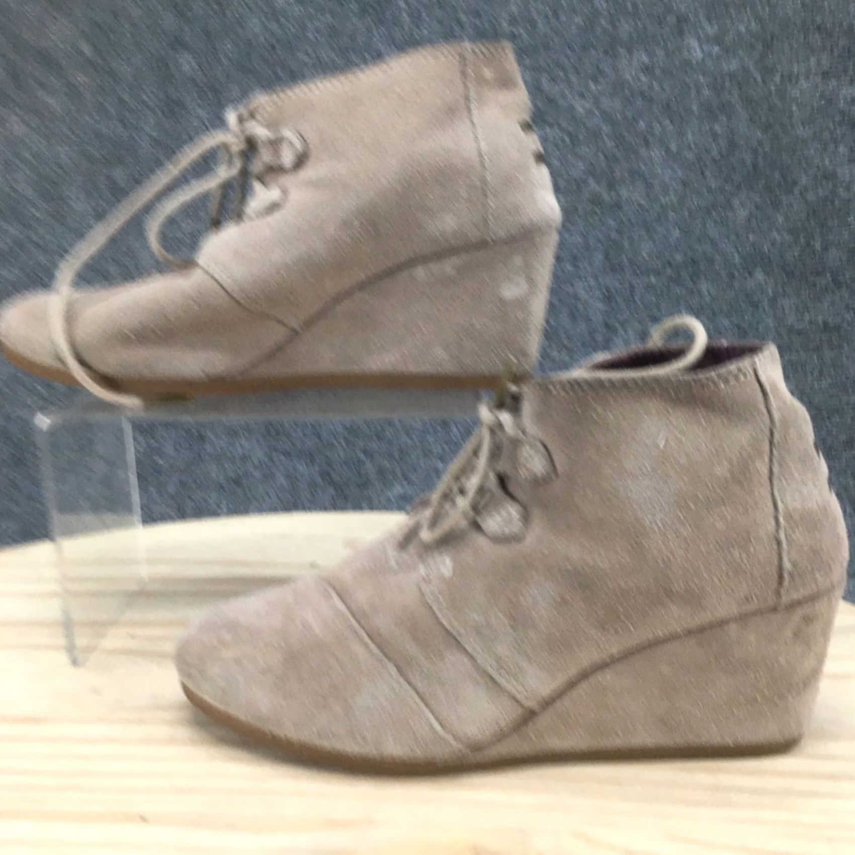 Toms TOMS Desert Boots Womens 8.5 Kala Desert Gray Lace Up Wedge Ankle Top 10012956 Size M / US 6-8 / IT 42-44 - 2 Thumbnail