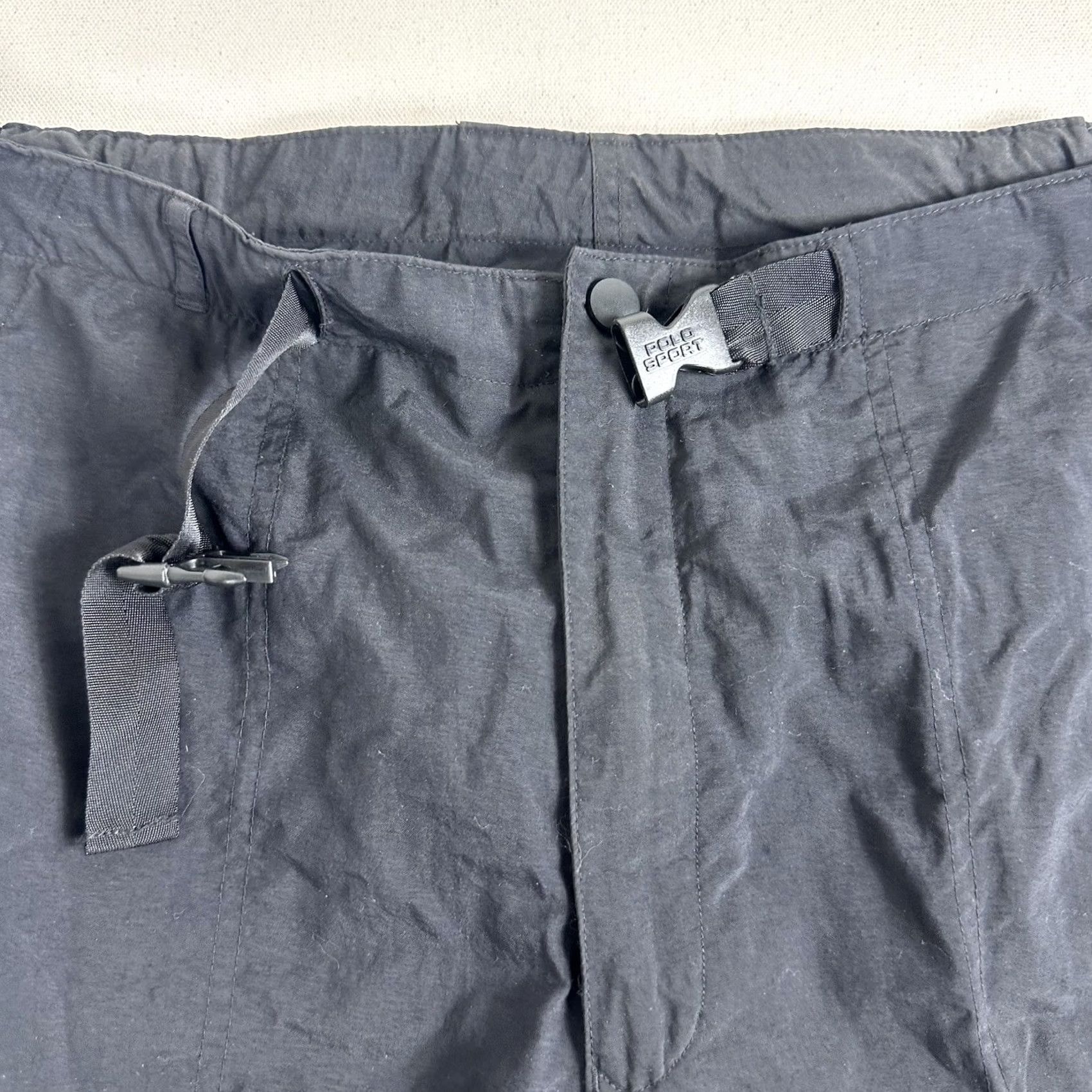 Polo Ralph Lauren VINTAGE Polo Sport Mens XL Black Nylon Foldable Wind Hiking Pants Pockets Belted Regular Inseam 29in Size US XL / EU 56 / 4 - 5 Thumbnail