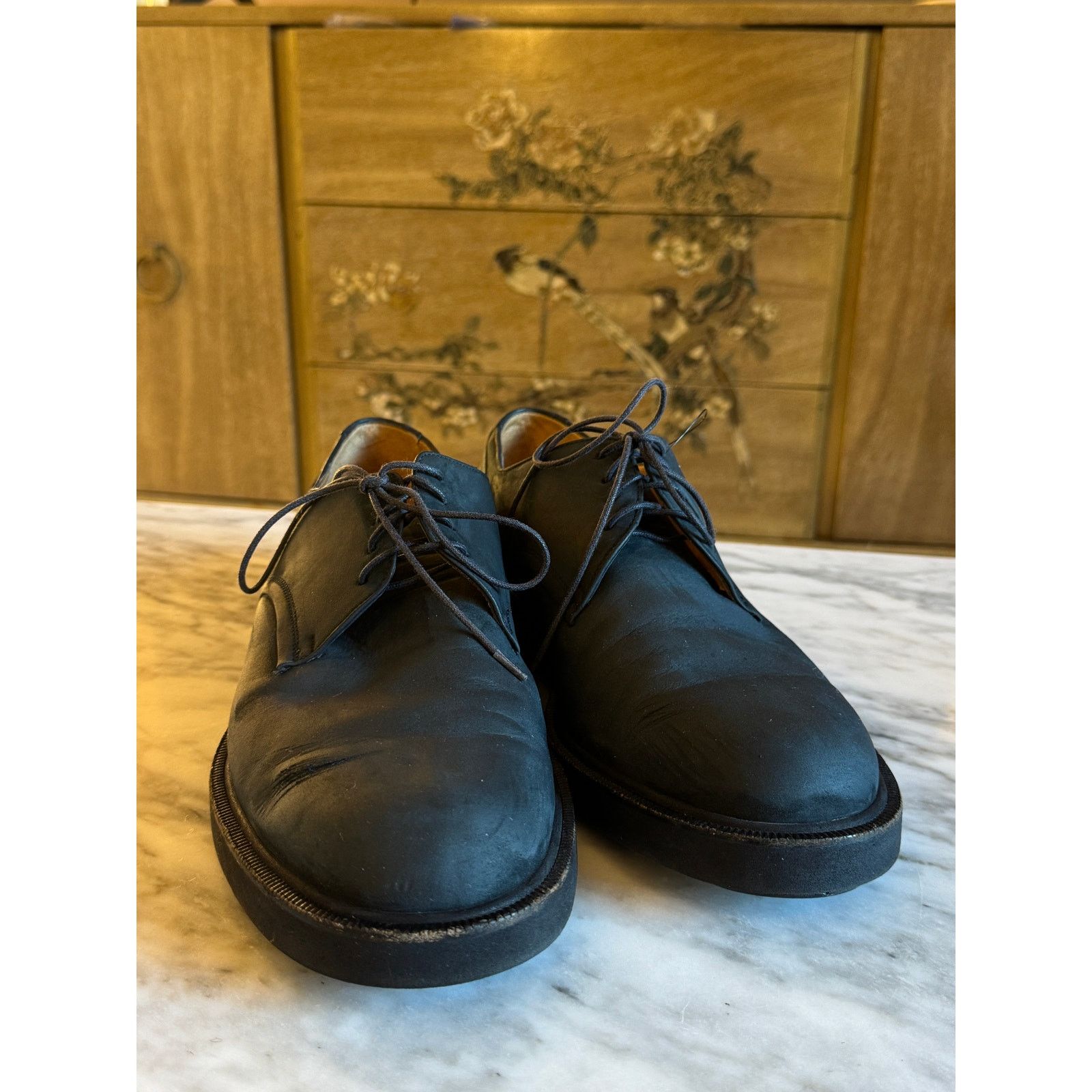 Salvatore Ferragamo Salvatore Ferragamo Men's Dark Green Suede Oxfords Size US 11.5 / EU 44-45 - 2 Thumbnail