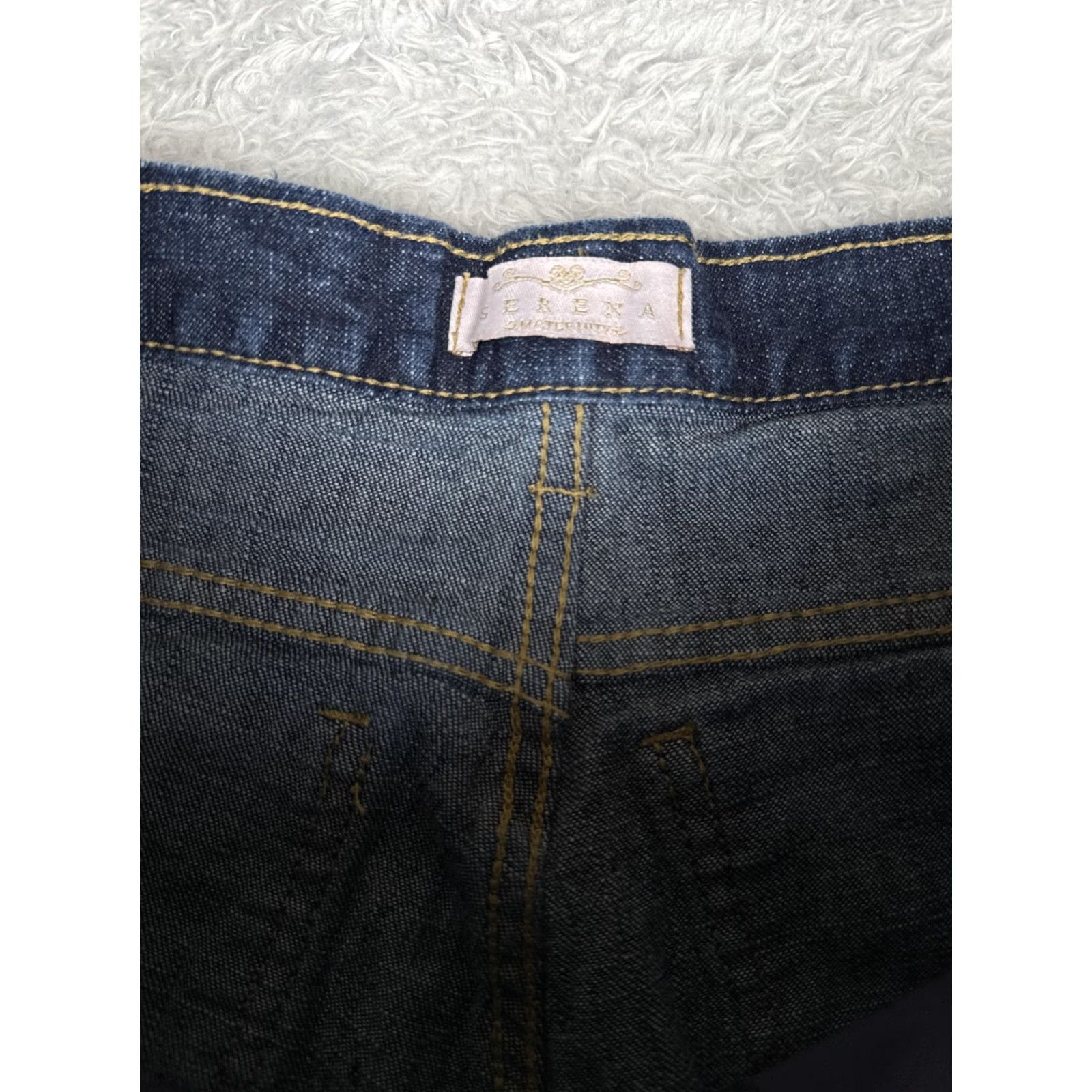 Denime Serena Maternity Jeans Womens XS Blue Dark Wash Bootcut Stretch Denim Over Belly Size 26" / US 2 / IT 38 - 6 Thumbnail