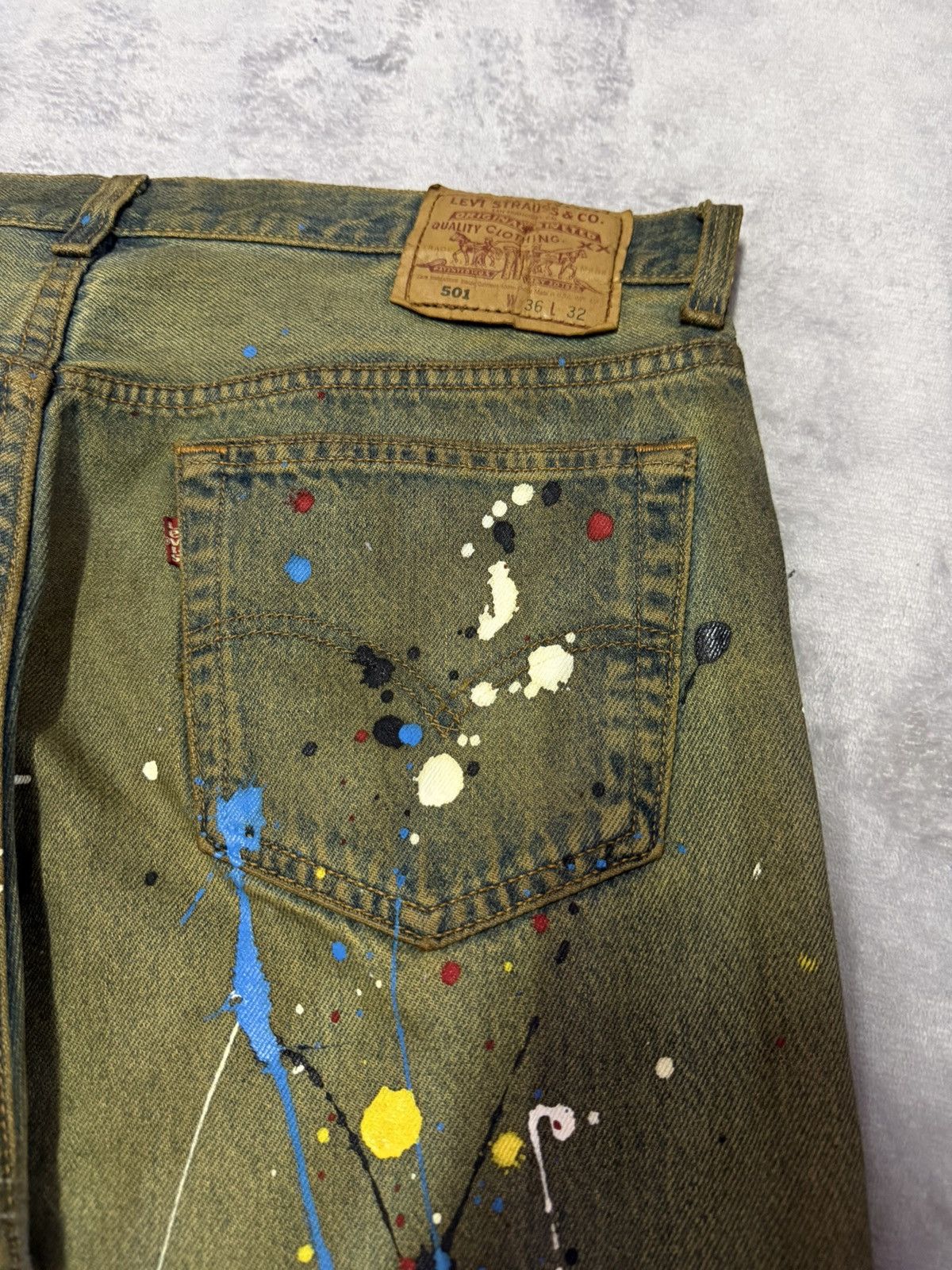 Vintage LEVIS 501 Mud Wash Paint Splatter Junya Style Jeans