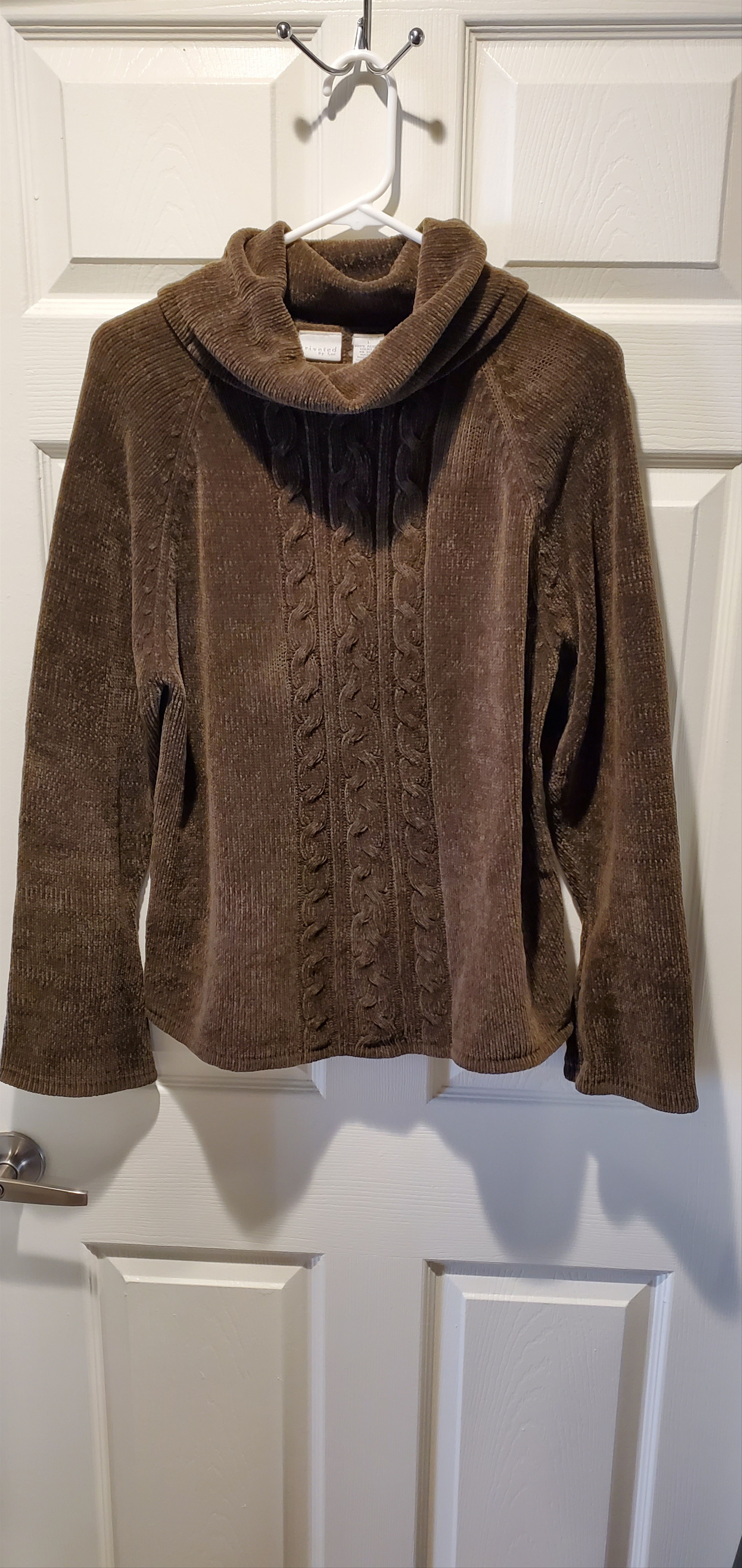 Vintage Vintage Brown Acrylic Chenille Smocked Turtleneck (size L) Size L / US 10 / IT 46 - 1 Thumbnail