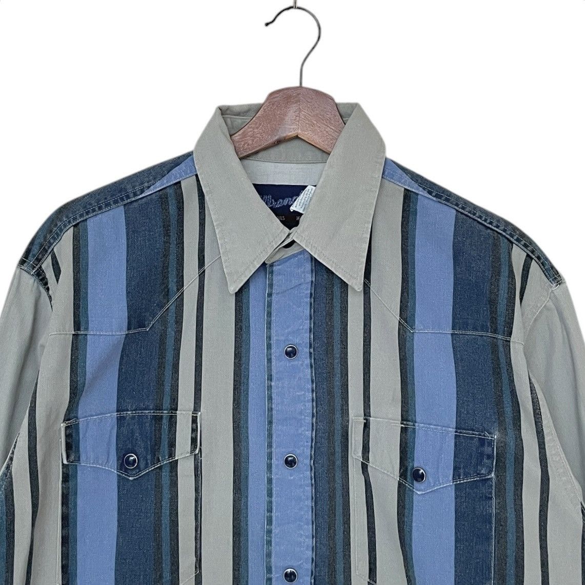 Vintage × Wrangler Vintage Brand Wrangler Stripe Western Shirt 1970s Size US M / EU 48-50 / 2 - 7 Thumbnail